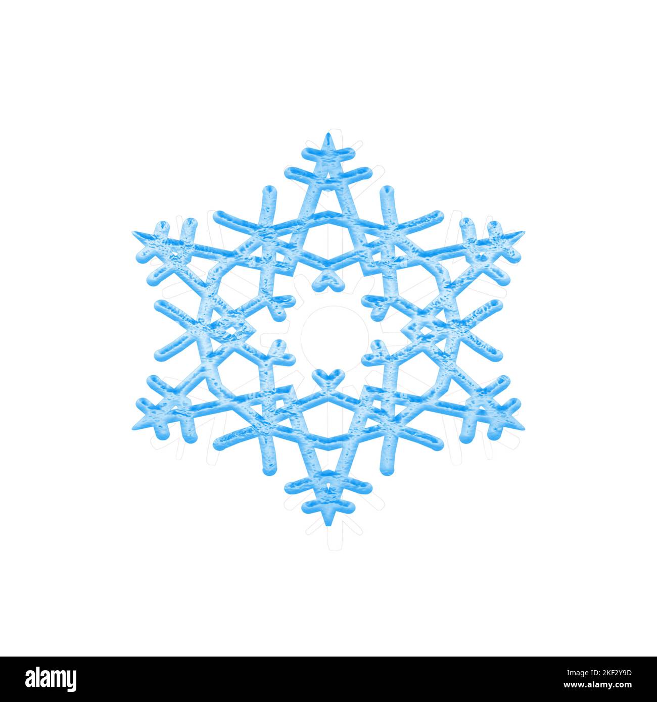 Digital erstellte Winterschneeflocken isoliert auf weißem Hintergrund. Stockfoto