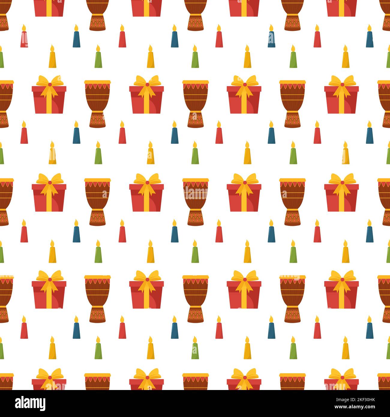 Set von Happy Kwanzaa Holiday African nahtlose Muster-Design mit Festival-Stil-Element auf Vorlage Hand gezeichnet Cartoon flache Illustration Stock Vektor