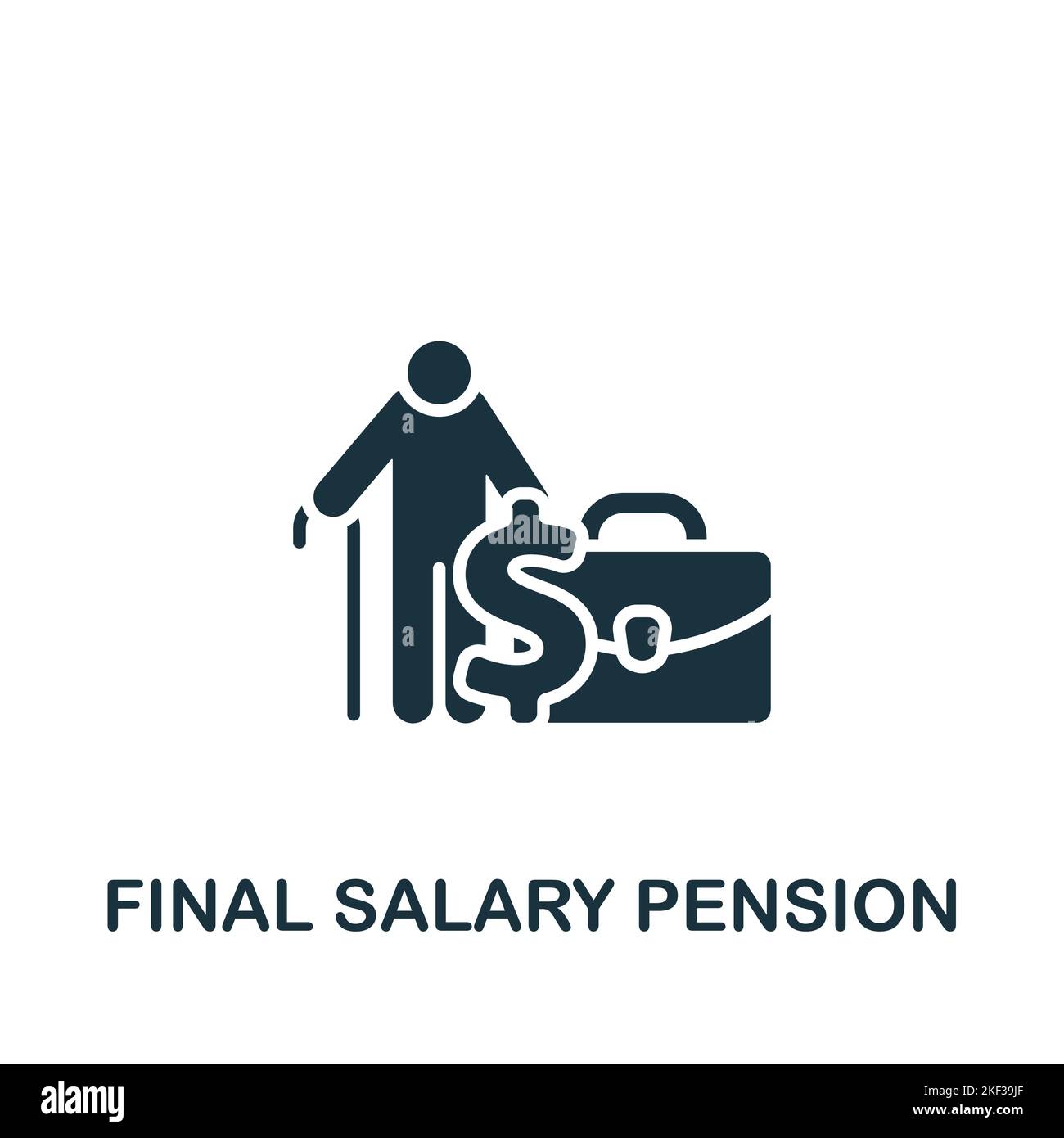 Symbol „Endgehalt Pension“. Monochromes Symbol für einfache Richtlinien für Vorlagen, Webdesign und Infografiken Stock Vektor