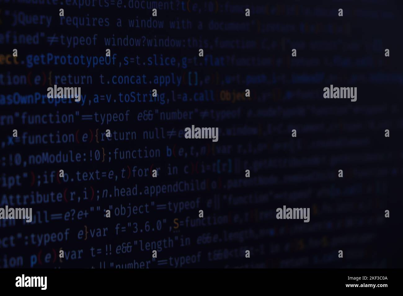 Programmiercode für Softwareentwickler. Abstraktes modernes virtuelles Computerskript. Arbeit von Software-Entwickler-Programmierer auf Desktop-Bildschirm Nahaufnahme. Online Stockfoto