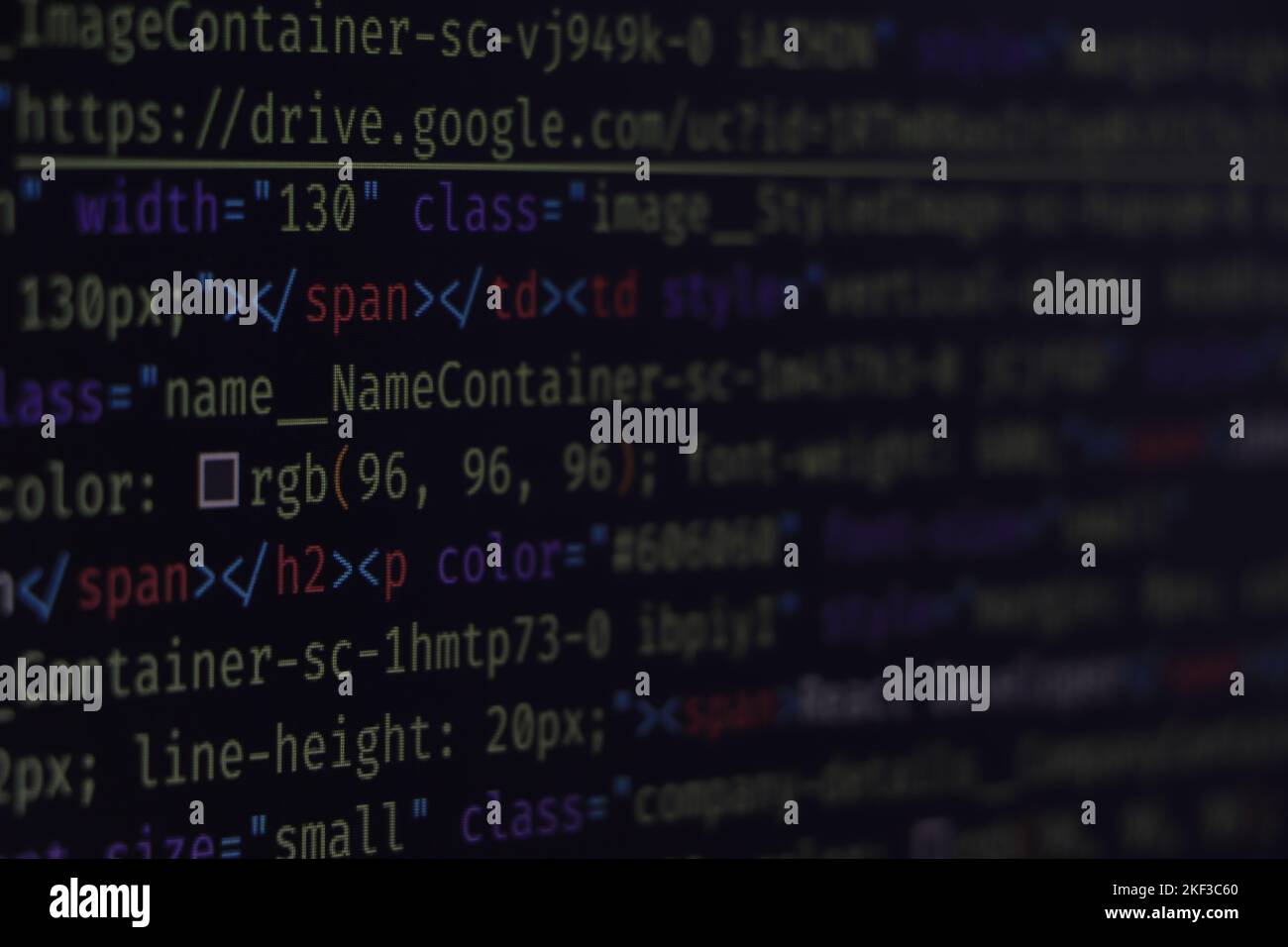 Softwareentwicklung durch Programmierer. Abstrakter Computer-Skriptcode. Programmiercode-Bildschirm des Software-Entwicklers Stockfoto