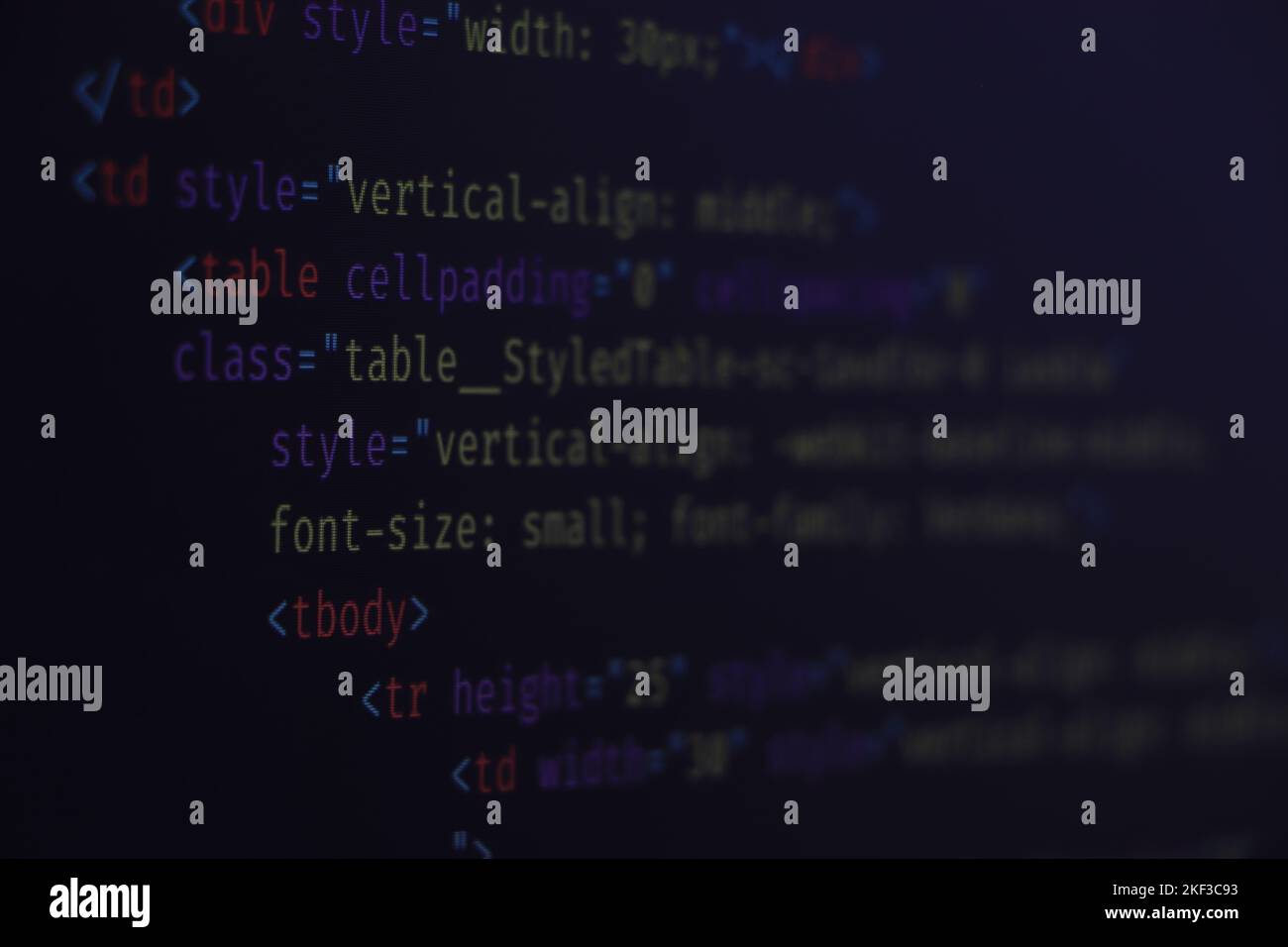 Softwareentwicklung durch Programmierer. Abstrakter Computer-Skriptcode. Programmiercode-Bildschirm des Software-Entwicklers Stockfoto