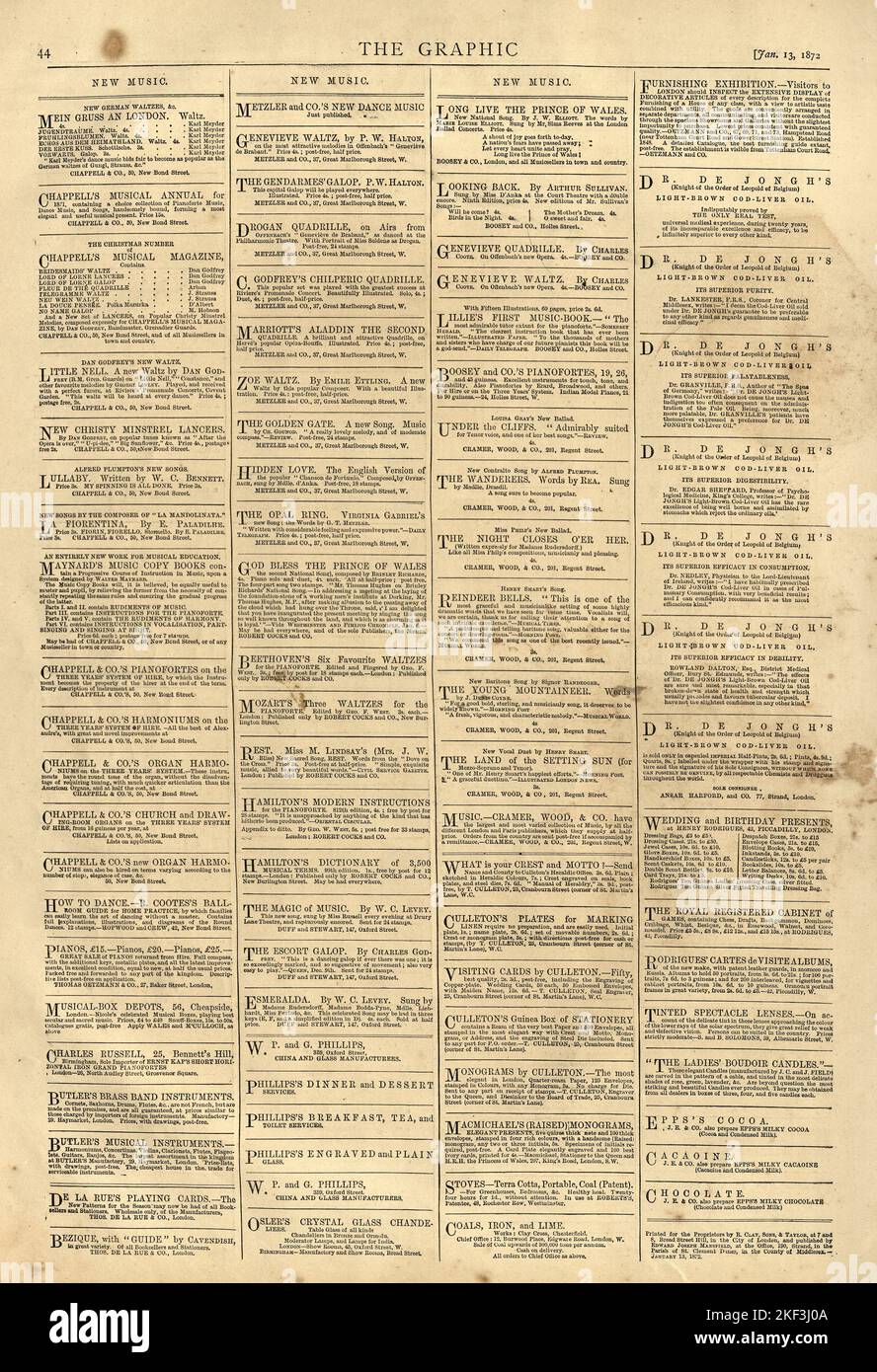 Vintage Old Victorian Newpaper page, Hinweise, Anzeigen, 1870s, 19. Cnetury Stockfoto