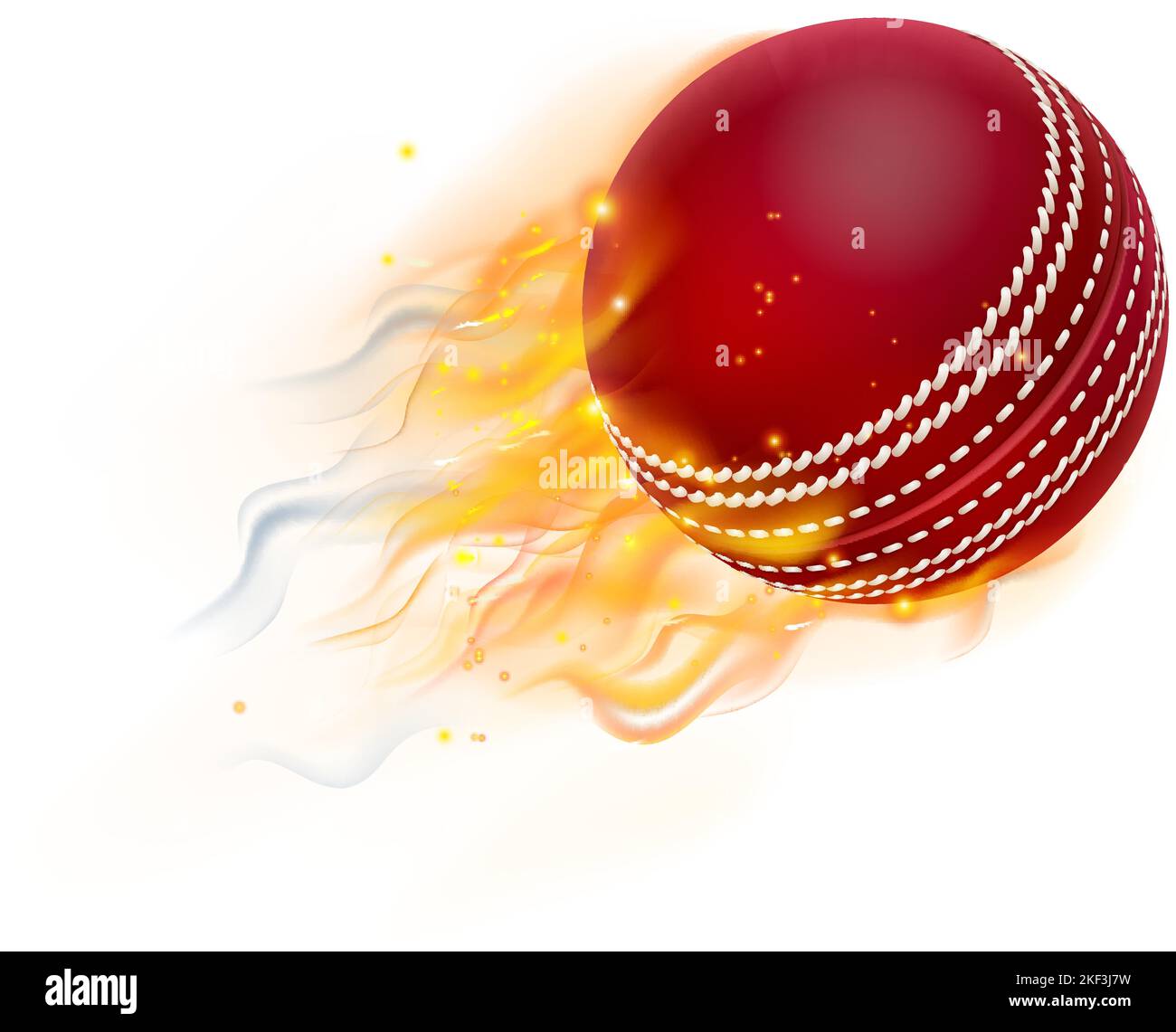 Cricket Ball mit Flammen- oder Feuerkonzept Stock Vektor