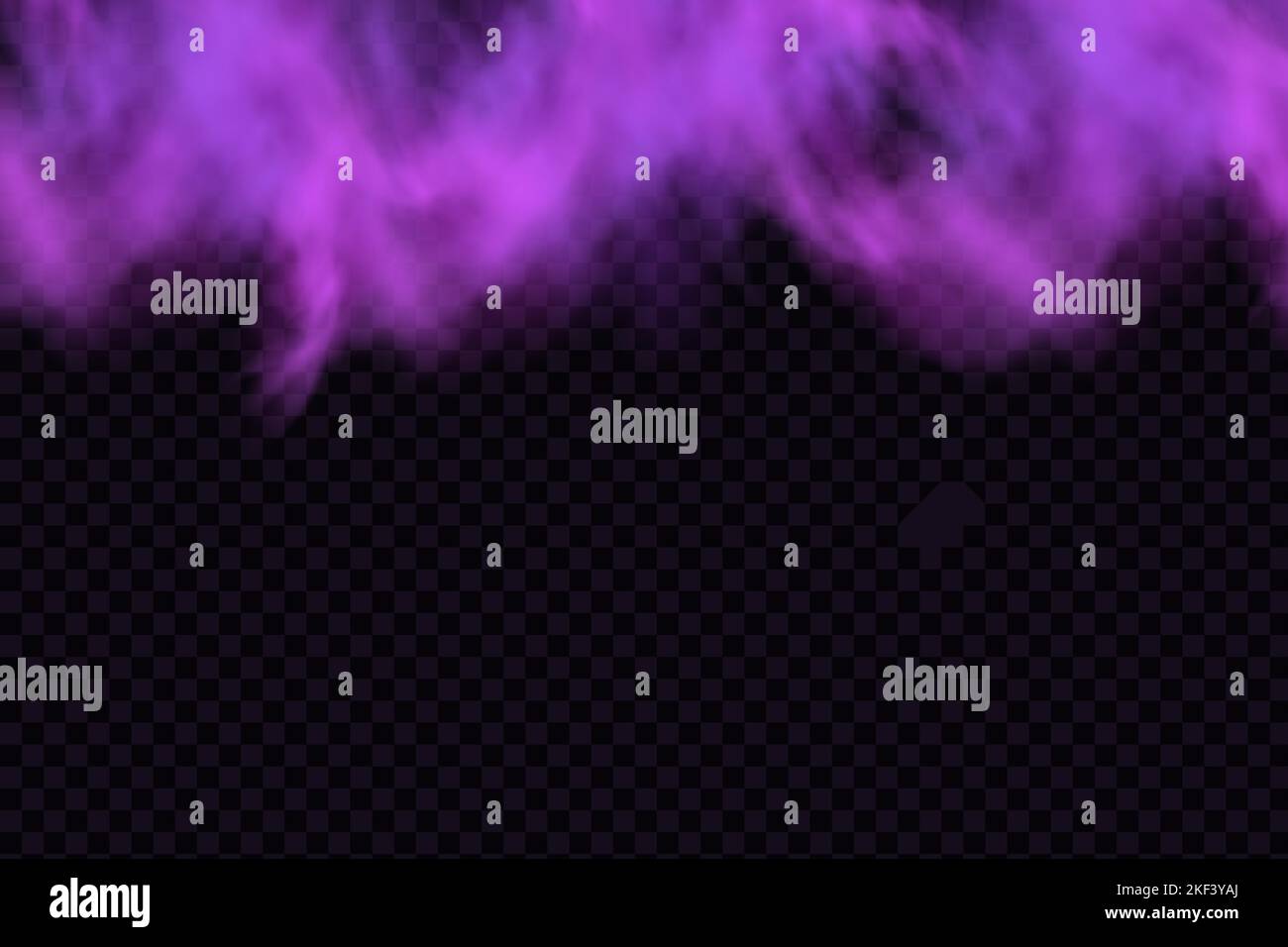 Lila fließt giftiges Gas, Staub und Rauch Effekt. Realistische gruselige mystische Wolken Nebel in der Nacht Halloween. Vektorset. Stock Vektor
