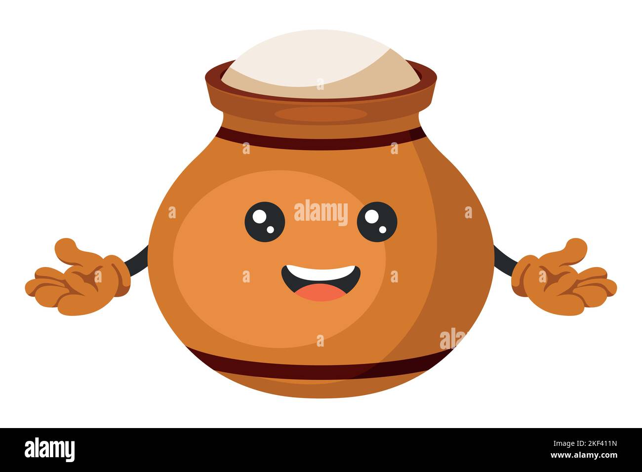 Fröhliche traditionelle Tontopf Cartoon-Figur für glückliche Pongal Ernte Festival Feier Stock Vektor