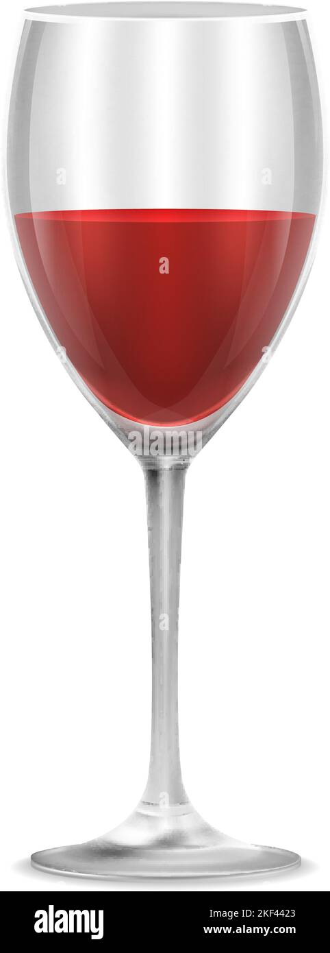 Weinglas mit rotem Alkoholgetränk. Realistisches Getränk Stock Vektor