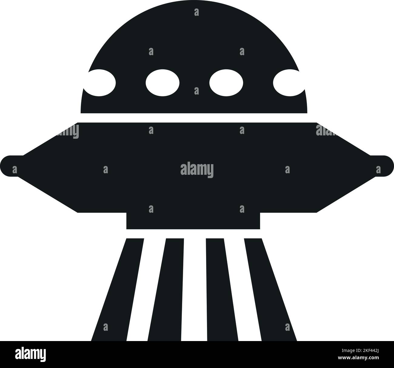 Schwarzes UFO-Symbol. Alien Raumschiff Symbol. Leeruntertasse Stock Vektor
