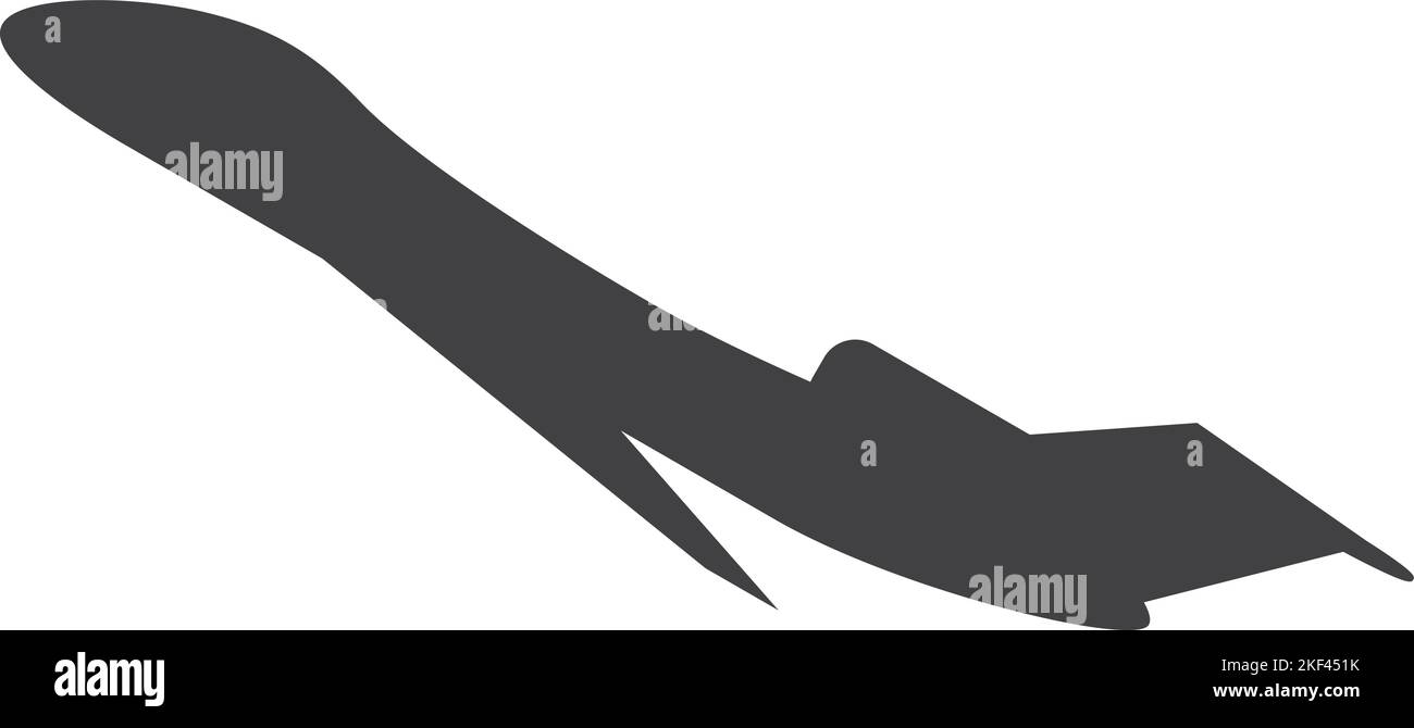 Silhouette des Kampfjets. Schwarzes Flugzeug der Luftwaffe Stock Vektor