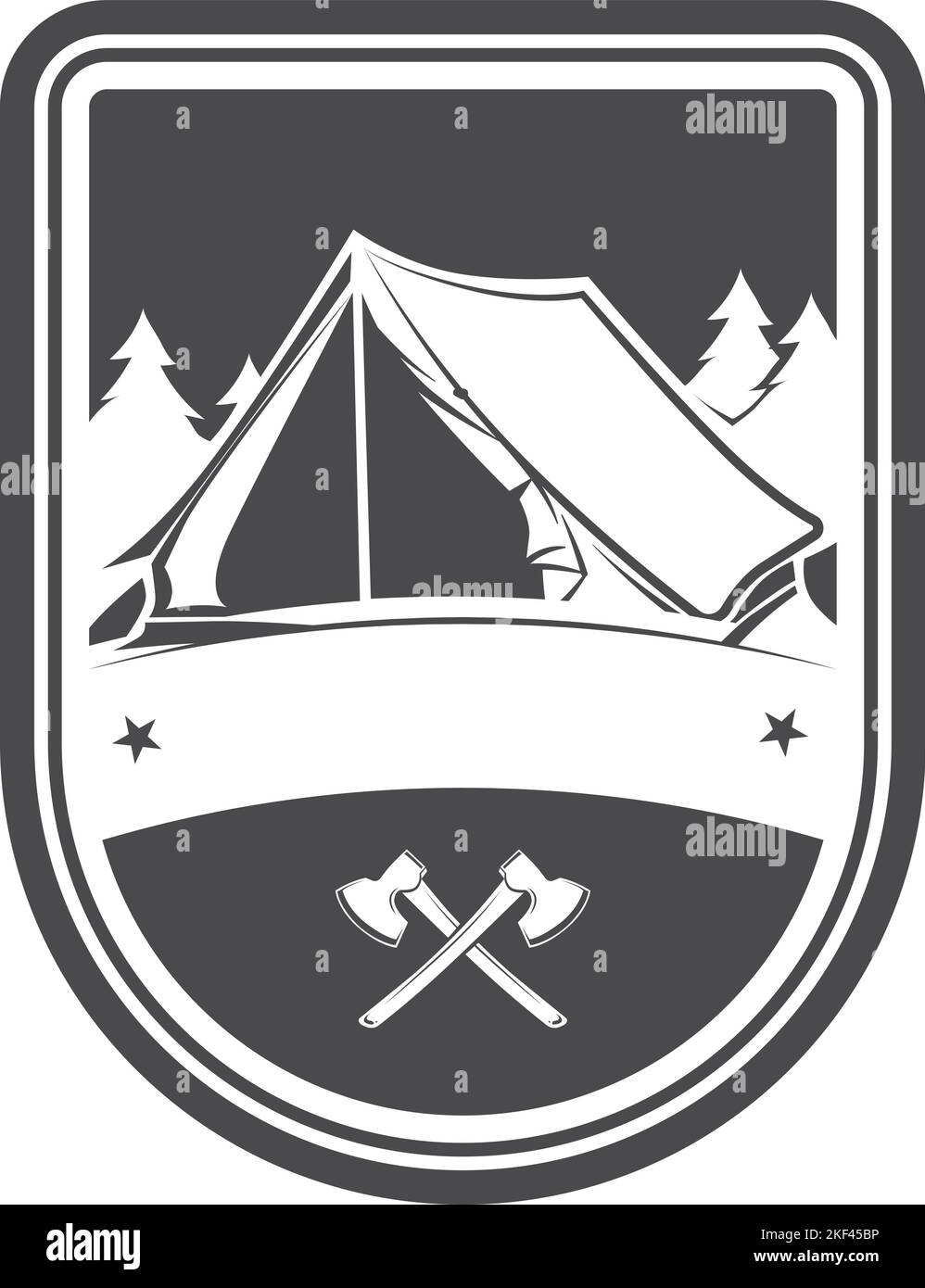 Reisecamp-Abzeichen. Logo des Touristenklubs. Adventure-Symbol Stock Vektor