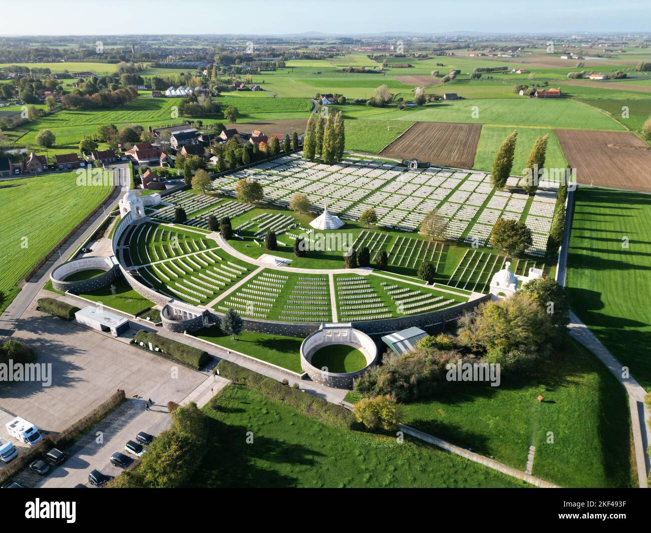 Tyne Cot War Memorial, Ypern, Luftaufnahme Stockfoto