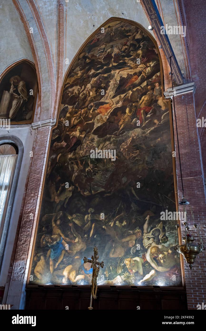 Gemälde von Tintoretto 'Giudizio Universale', in Kirche, Chiesa della Madonna dell'Orto, Grabeskirche von Tintoretto, Venedig, Italien Stockfoto