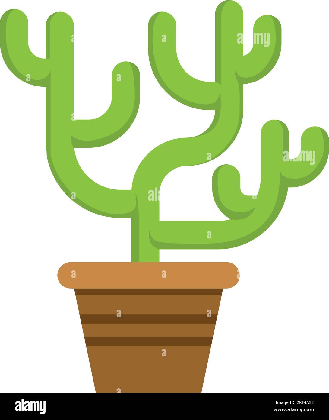 Grüner Kaktus. Cartoon-Symbol für Zimmerpflanzen. Dekorative Pflanze Stock Vektor