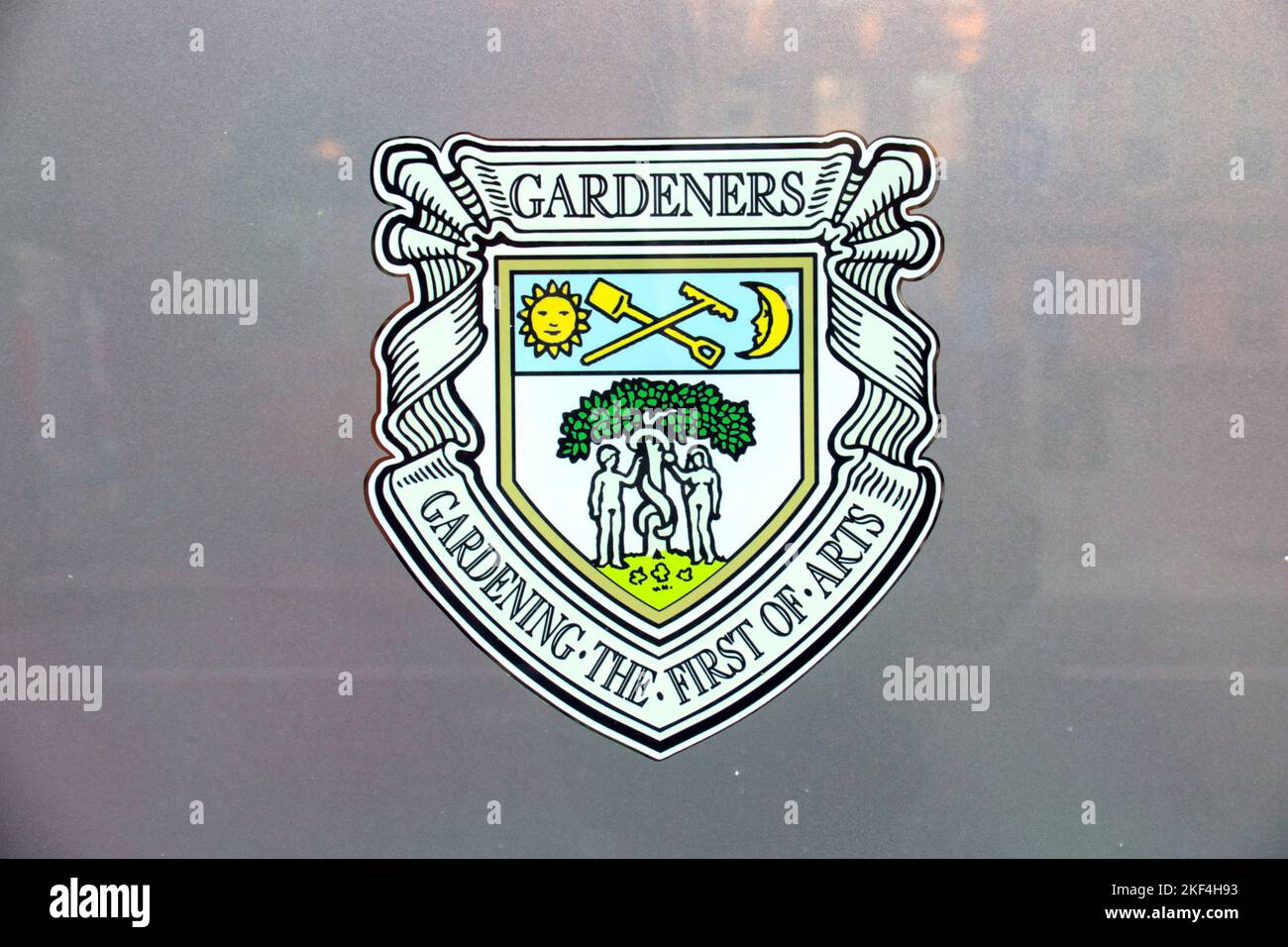 Trades Hall Glasgow Nahaufnahme des Wappens für Gärtner von Handelsgilden Stockfoto