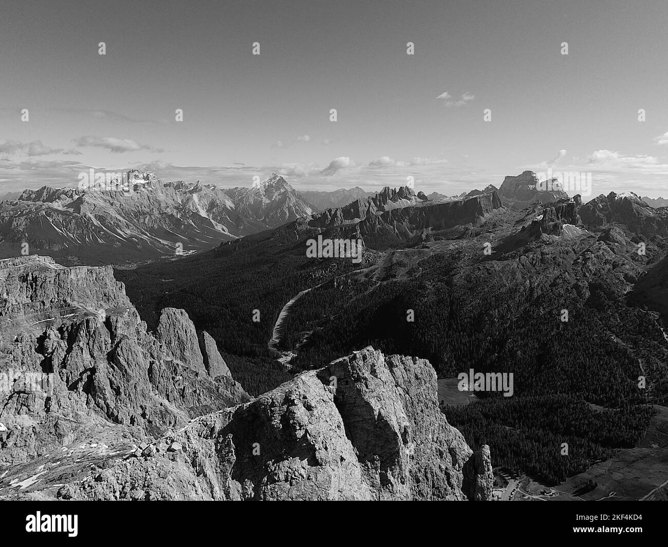 Panoramablick auf die Dolomiten von Lagazuoi in Ita Stockfoto