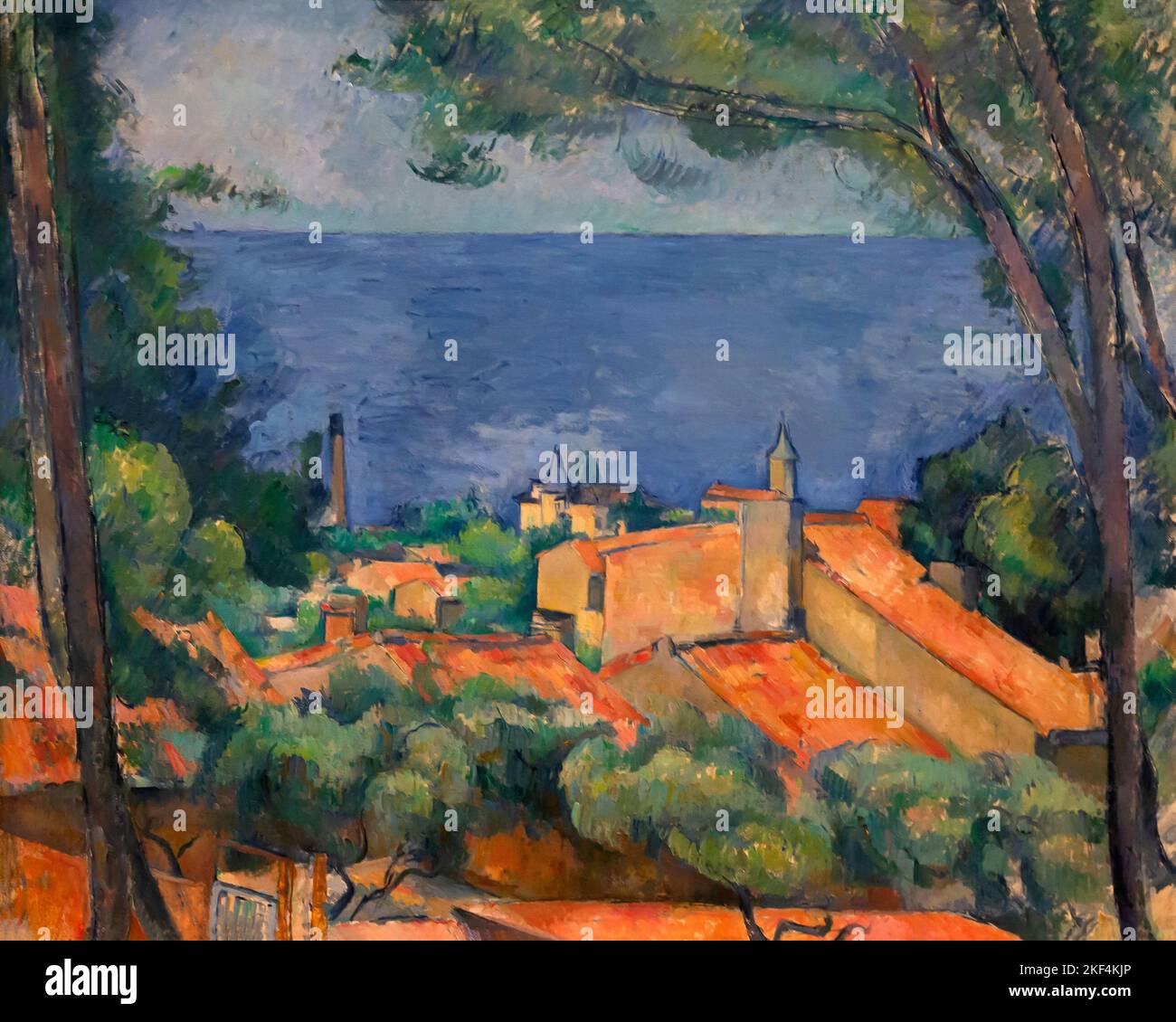 L'Estaque mit roten Dächern, Paul Cezanne, 1883-1885, Stockfoto