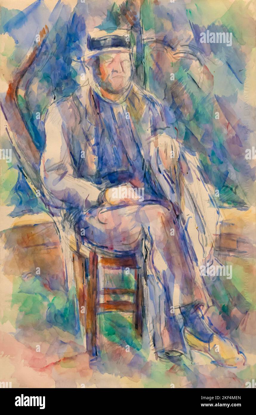 Mann mit Strohhut, Paul Cezanne, 1905-1906, Art Institute of Chicago, Illinois, USA Stockfoto