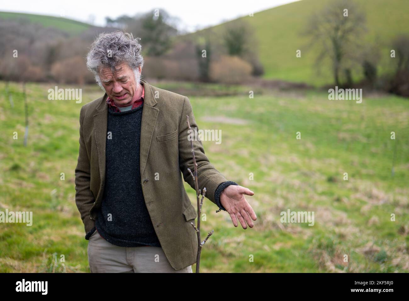 Bio-Bauer Guy Singh-Watson, abgebildet auf der Riverford Organic Farm, in der Nähe von Totnes, South Devon. Stockfoto