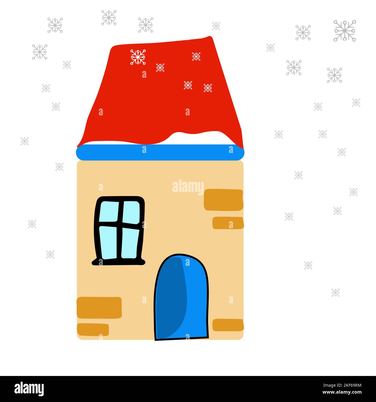 Winter Haus Vektor Illustration Symbol bunt. Niedliche Vektor-Illustration in flachem Stil. Eps 10. Stock Vektor