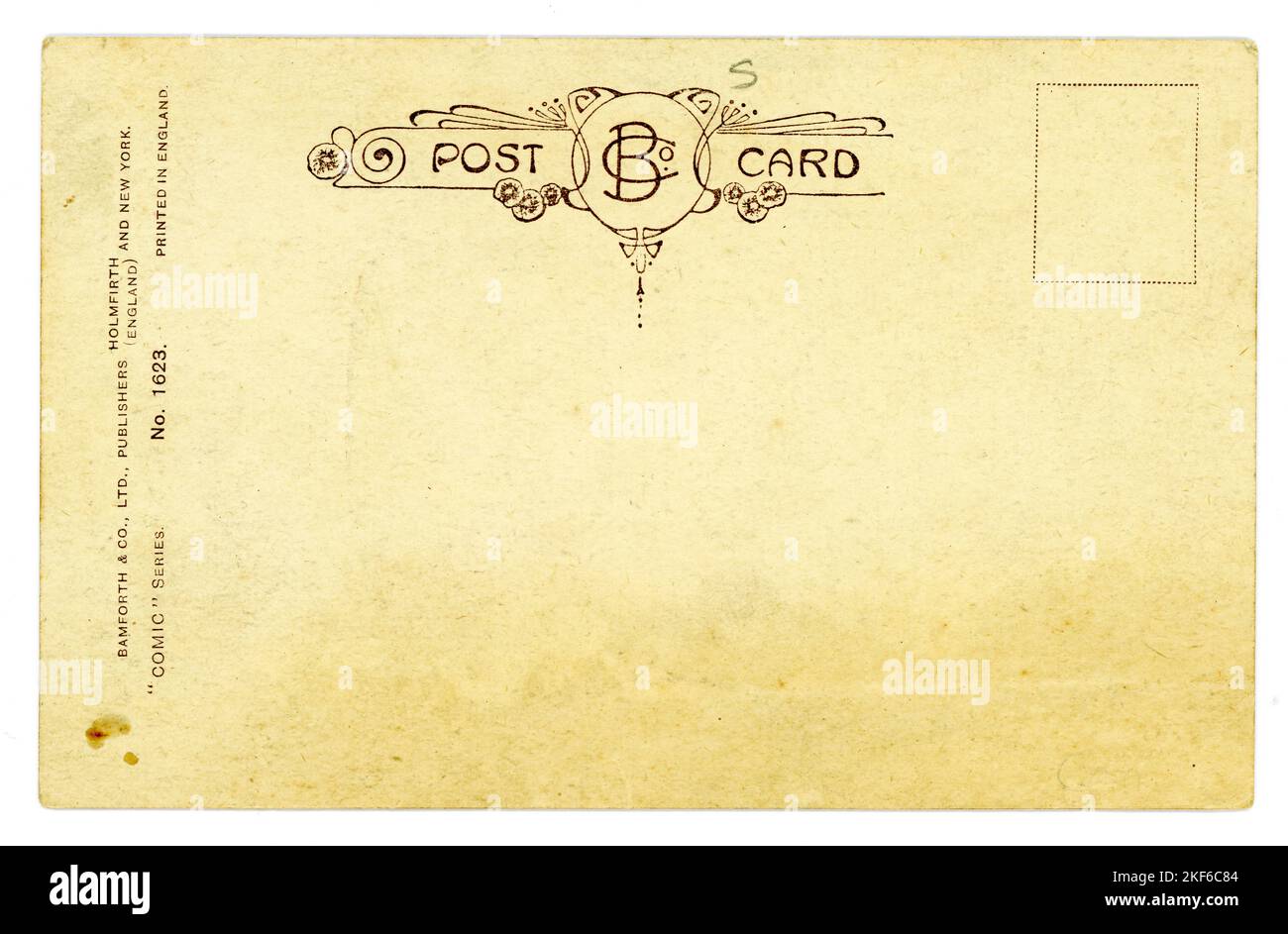 Umkehrbuchung der ursprünglichen Post-WW1-Ära-Postkarte nicht verbucht. Etwa 1919, 1920, Großbritannien Stockfoto