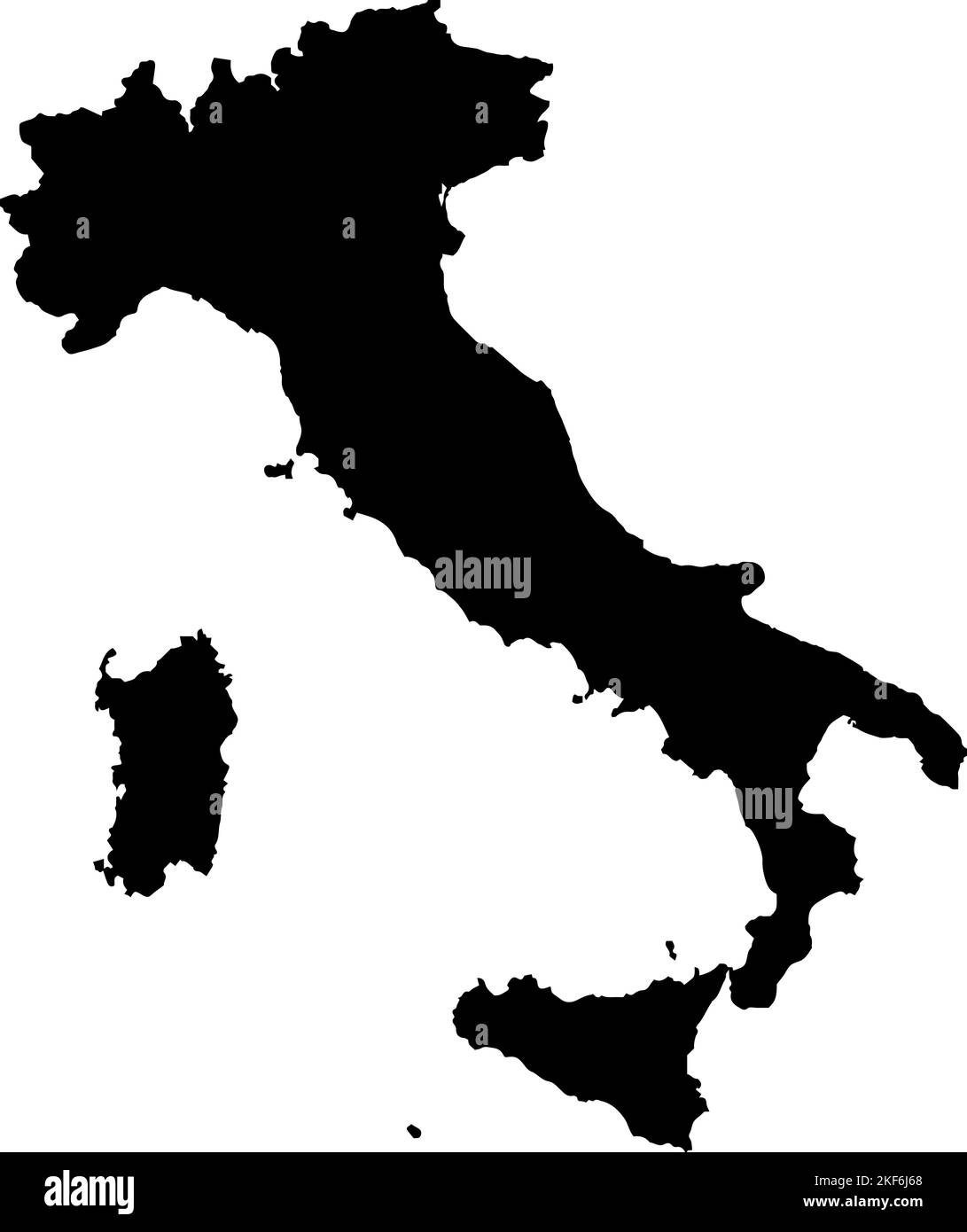 Schwarz kolorierte Italien-Übersichtskarte. Politische italienische Karte. Vektorgrafik Karte. Stock Vektor