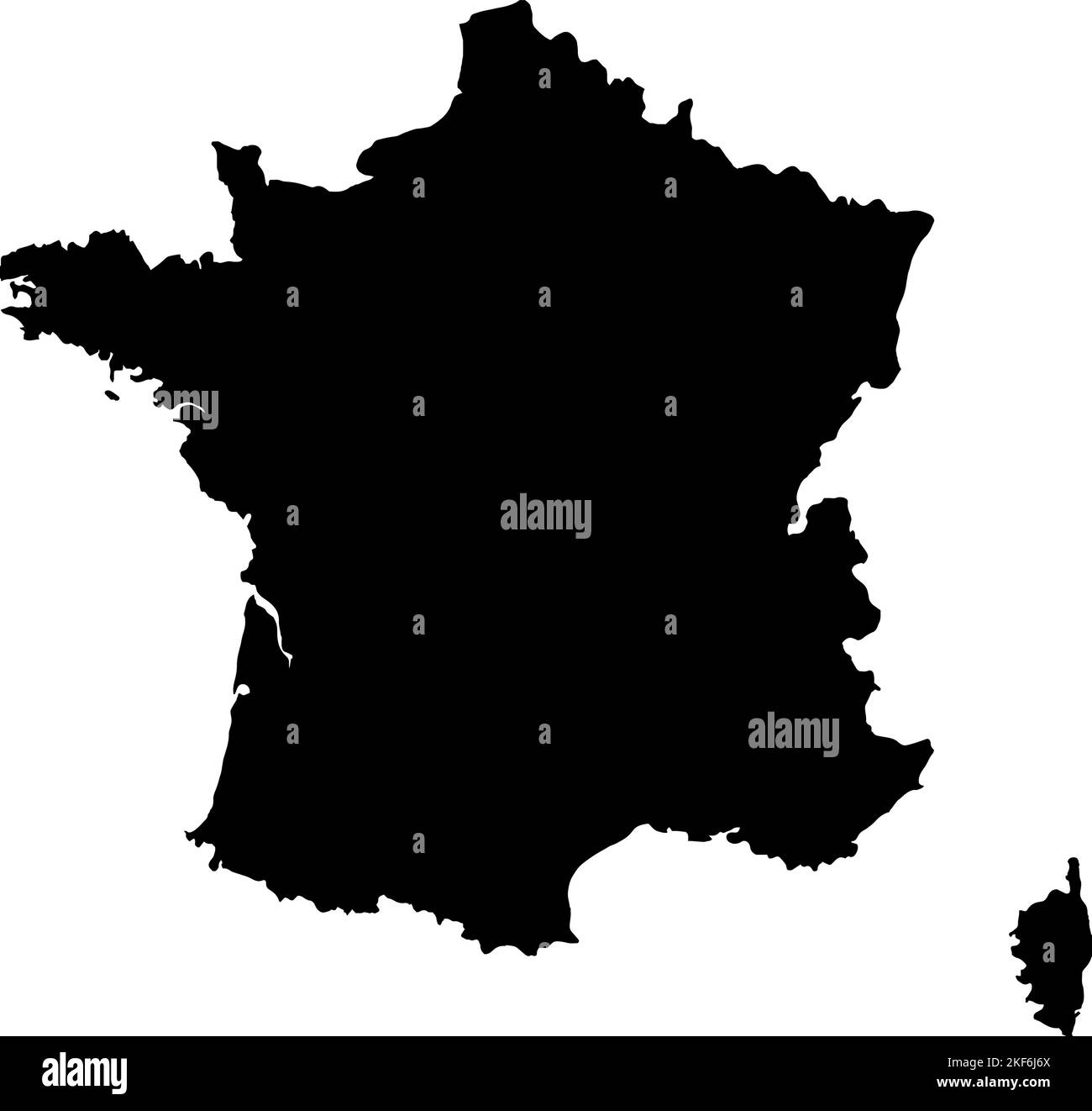 Schwarz kolorierte Frankreich-Übersichtskarte. Politische französische Karte. Vektorgrafik Karte. Stock Vektor