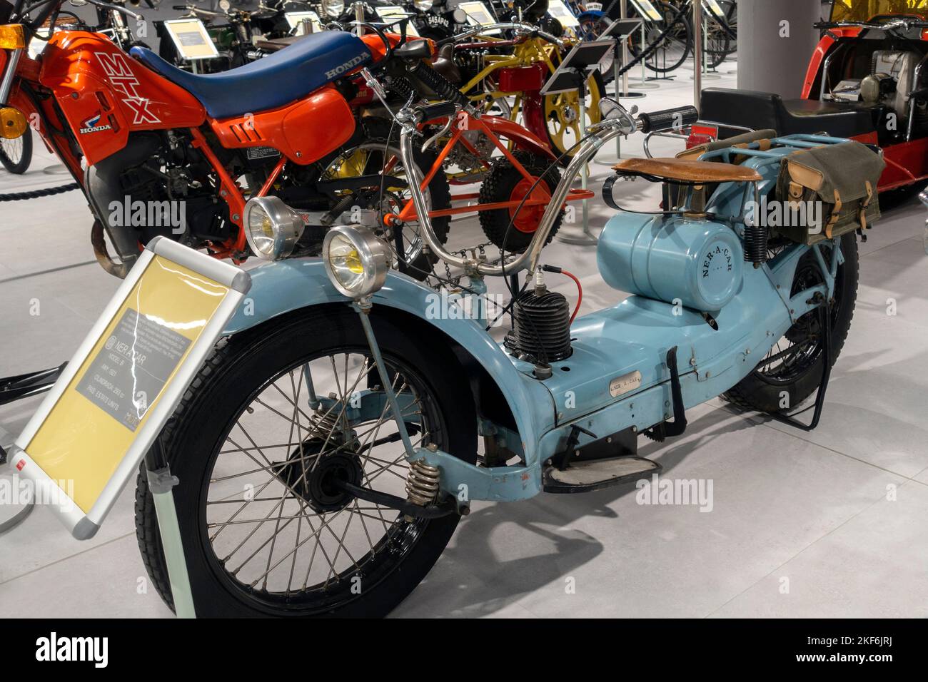 Es handelt sich um ein Autormotorrad.Modell B.1921.293cc.USA. Motorradmuseum.Canillo.Andorra Stockfoto