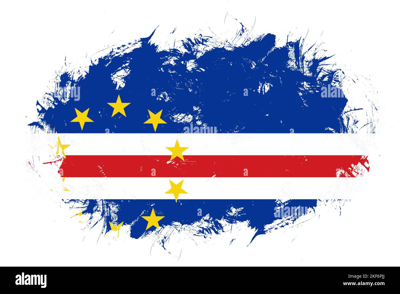 Cabo verde Flagge auf abstraktem Pinselhintergrund Stockfoto