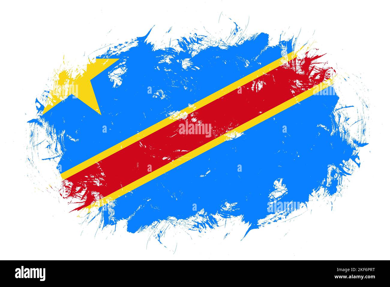 Demokratische republik kongo Flagge auf abstraktem Pinselhintergrund Stockfoto