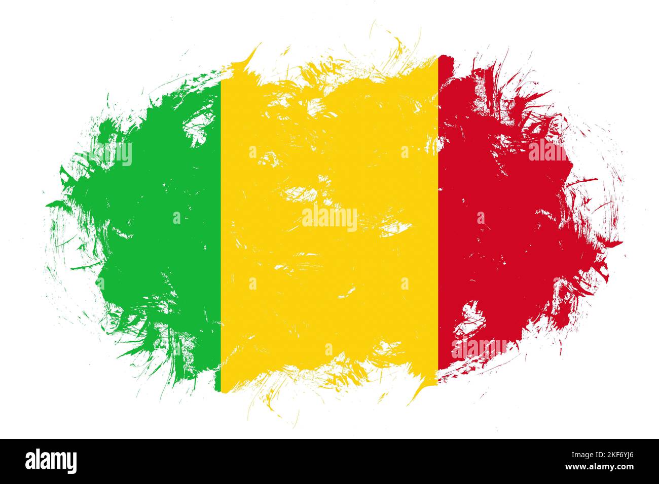 Mali-Flagge auf abstraktem Pinselhintergrund Stockfoto