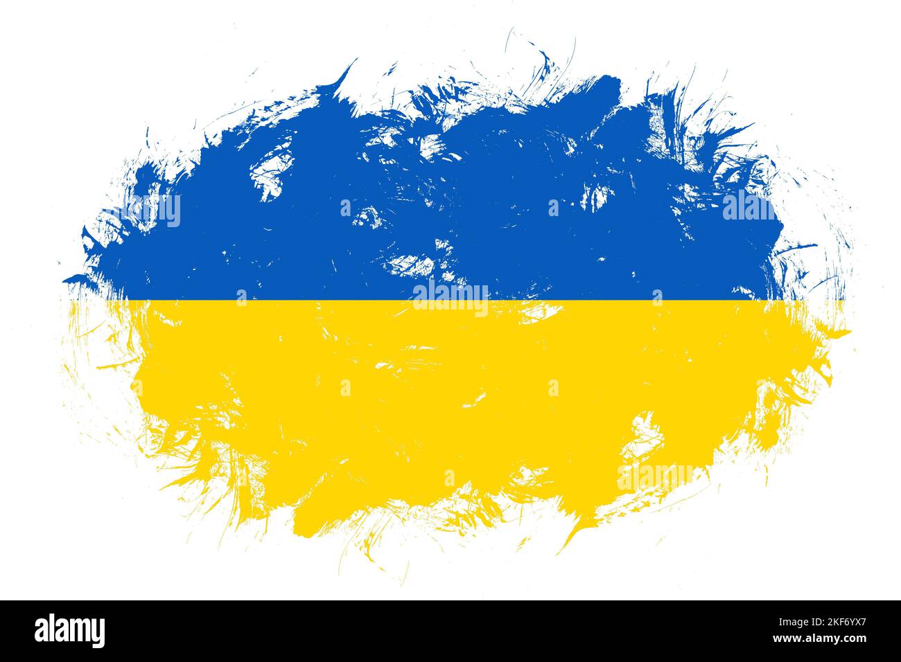 Ukraine-Flagge auf abstraktem Pinselhintergrund Stockfoto