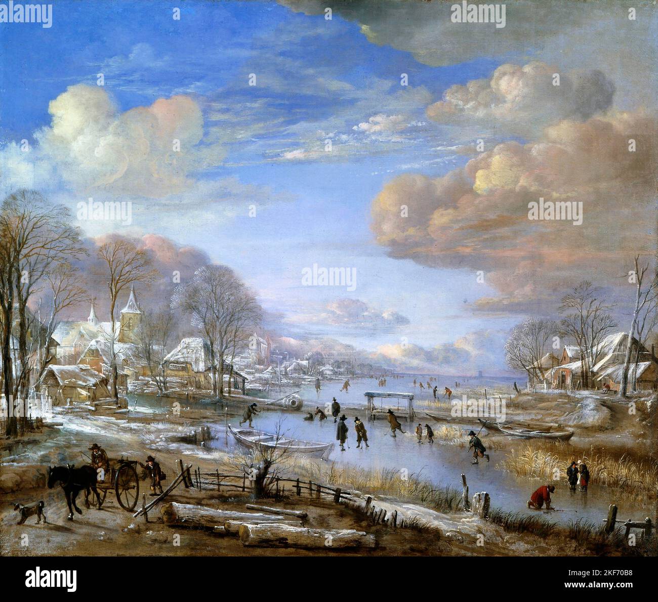 Winterlandschaft von Aert van der Neer (oder Aernout oder Artus ; c. 1603 -1677), Öl auf Leinwand, Ende 1640s Stockfoto