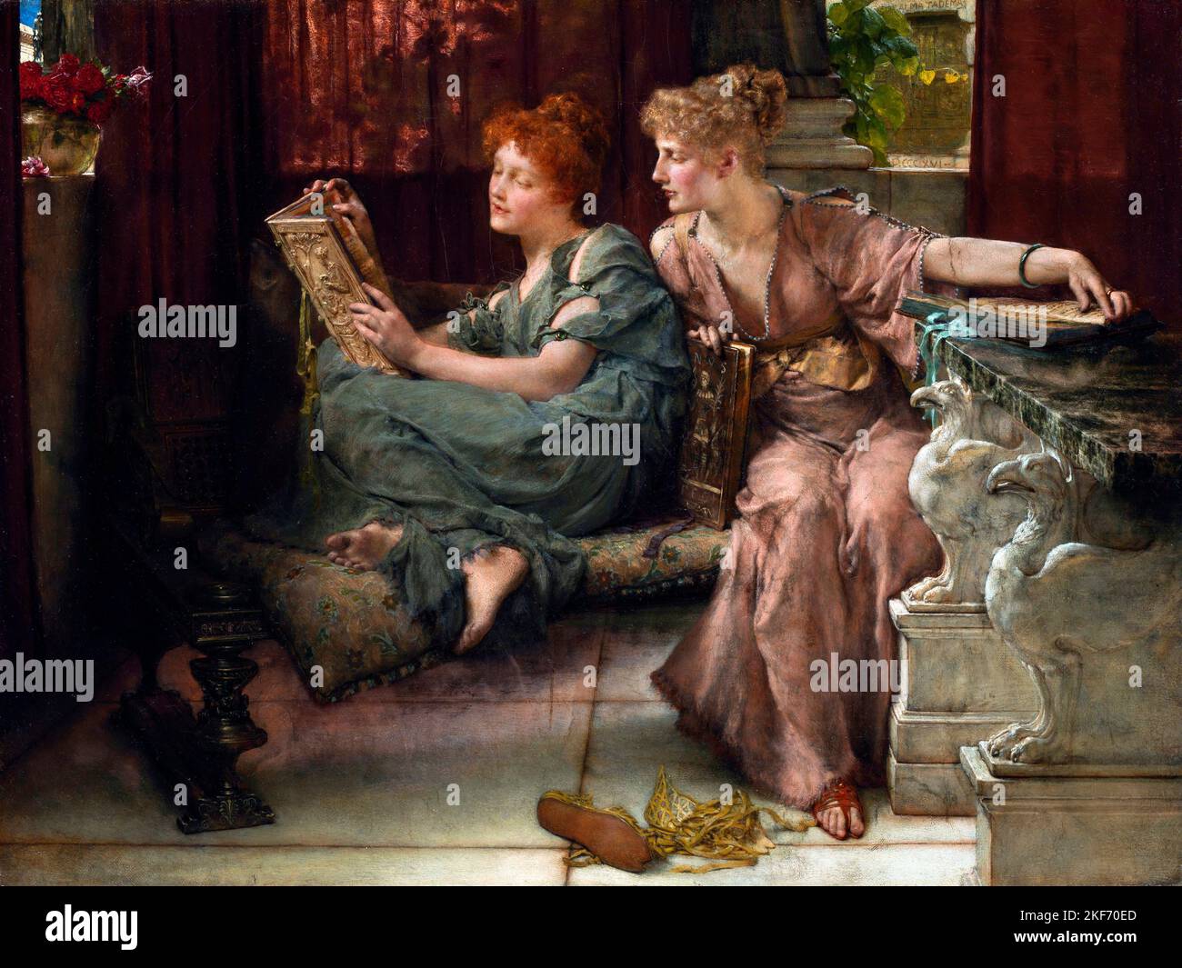 Lawrence Alma-Tadema. Gemälde mit dem Titel „Comparison“ des britisch-niederländischen Künstlers Sir Lawrence Alma-Tadema (/B. Lourens Alma Tadema, 1836-1912), Öl auf Leinwand, 1892 Stockfoto