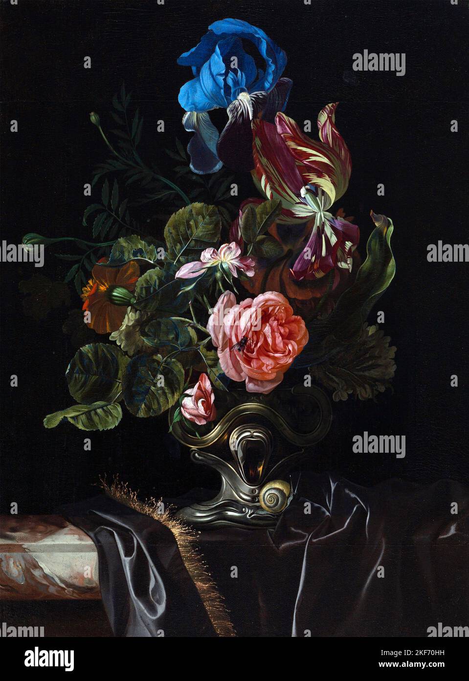 Blumen Stillleben des niederländischen Malers des Goldenen Zeitalters, Willem van Aelst (1627-1683), Öl auf Leinwand, c.. 1663 Stockfoto