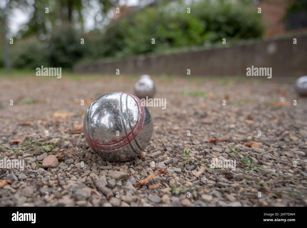 Verschiedene Arten von Ballspielen werden Boule oder das Boule-Spiel genannt Stockfoto