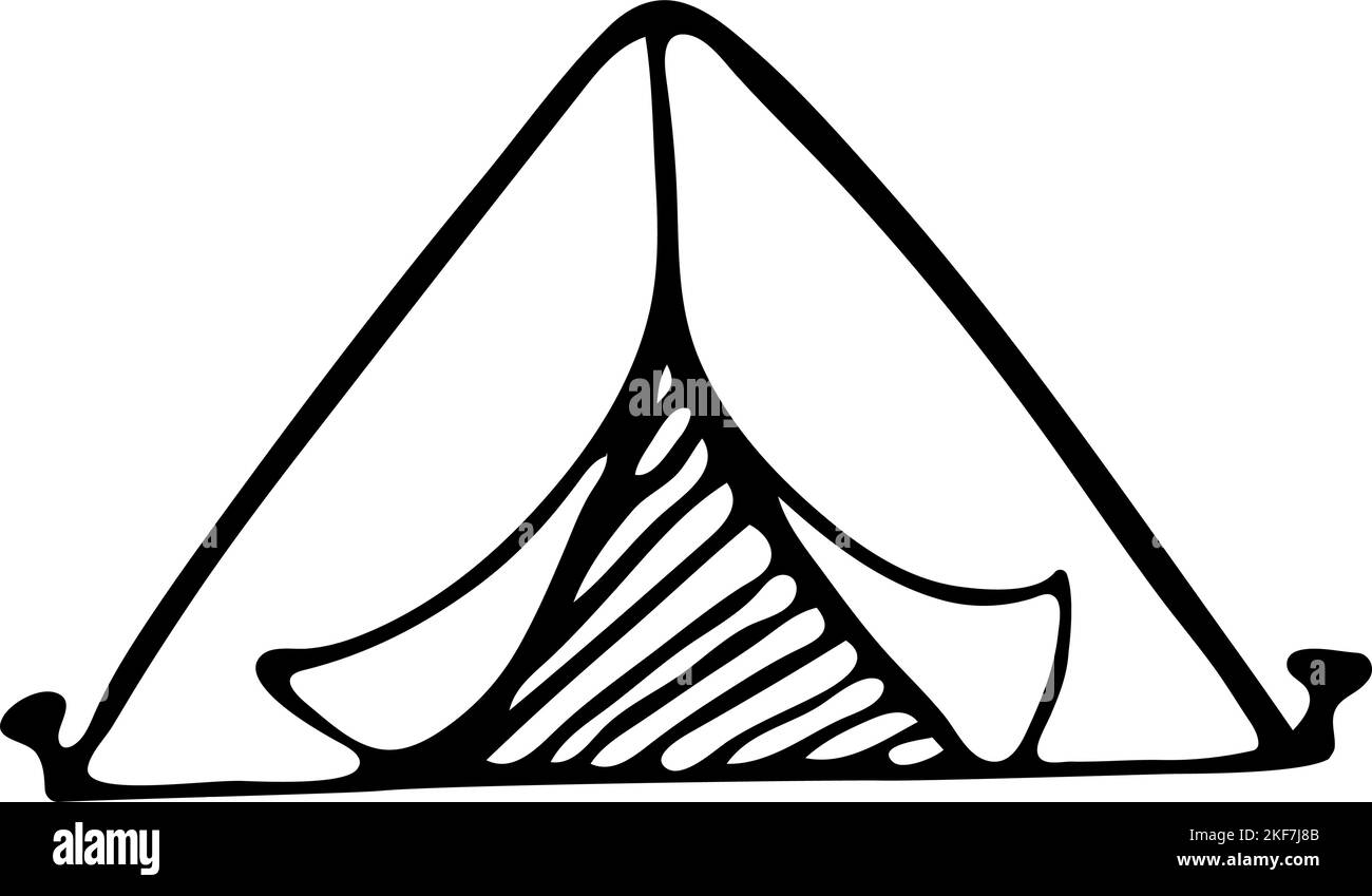 Handgezeichnetes Zelt-Doodle-Symbol. Vektor Camp Zelt Illustration. Stock Vektor