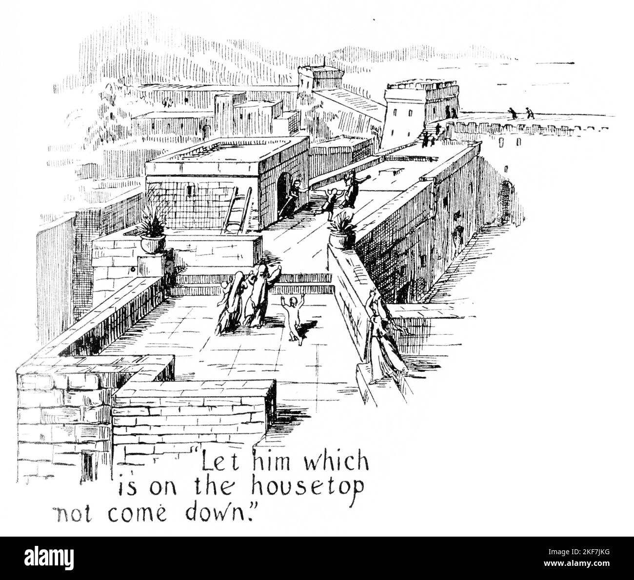 Gravur der Zerstörung Jerusalems unter General Titus im Jahre 70 n. Chr. Stockfoto