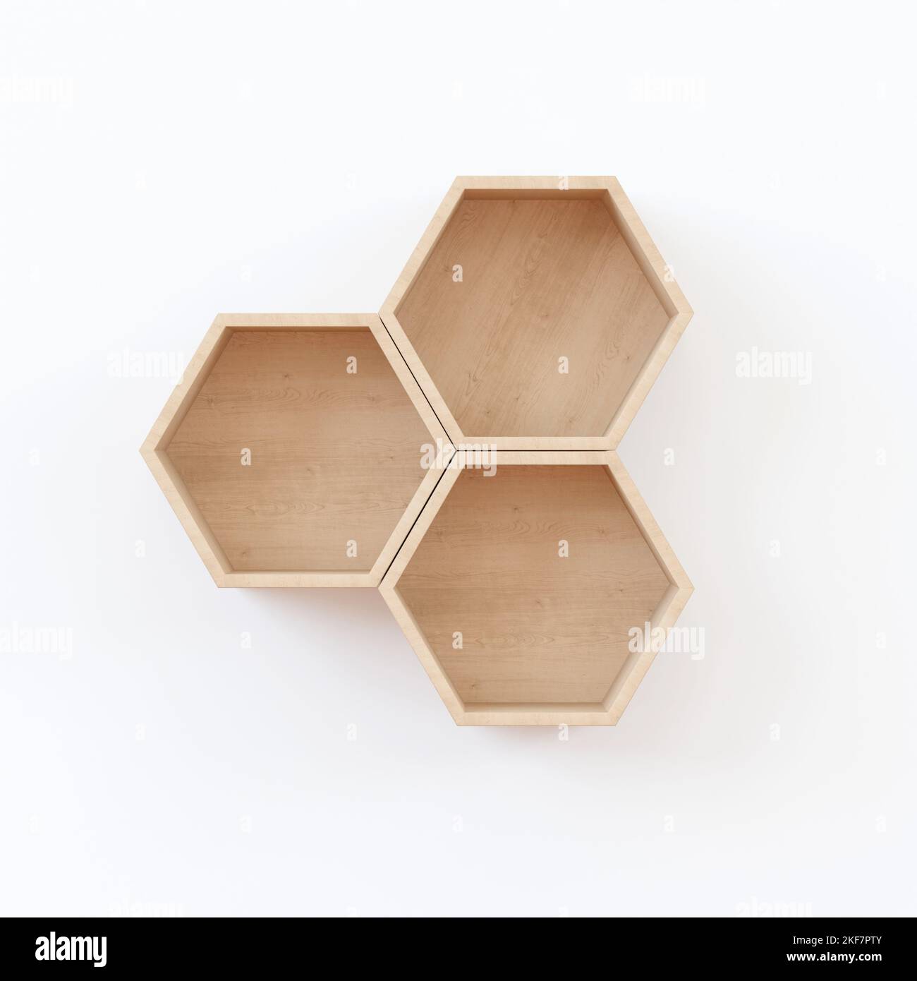 Ein 3D Rendering von Holz Hexagon Regal in japanischem Stil auf weißem  Hintergrund - Möbelkonzept Stockfotografie - Alamy