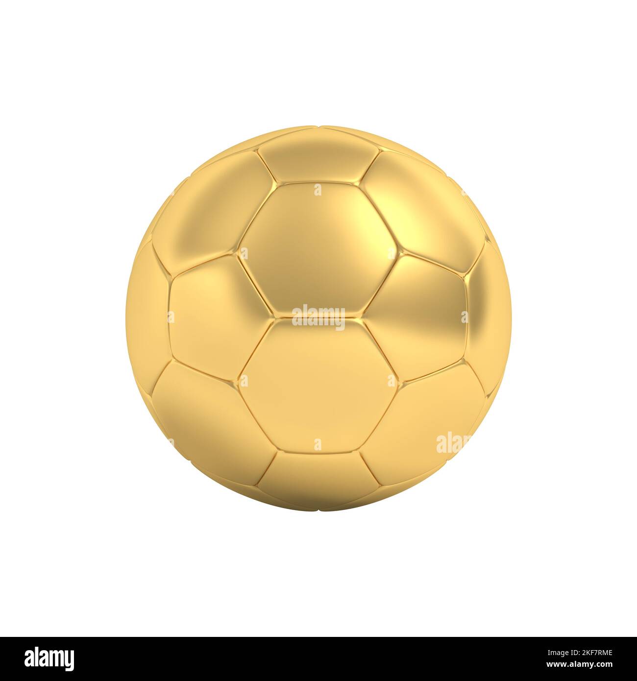 Golden Fußball isoliert auf weißem Hintergrund. 3D Abbildung. Stockfoto