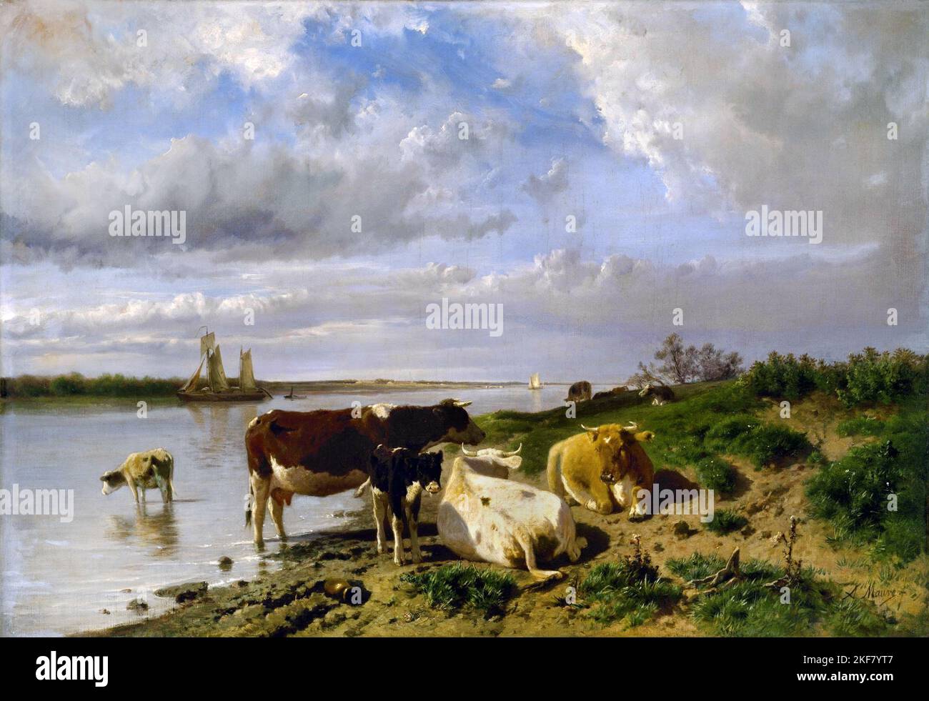 Anton Mauve; Landschaft mit Rindern; um 1838-1888; Öl auf Leinwand; Museum of Fine Arts, Houston, USA. Stockfoto