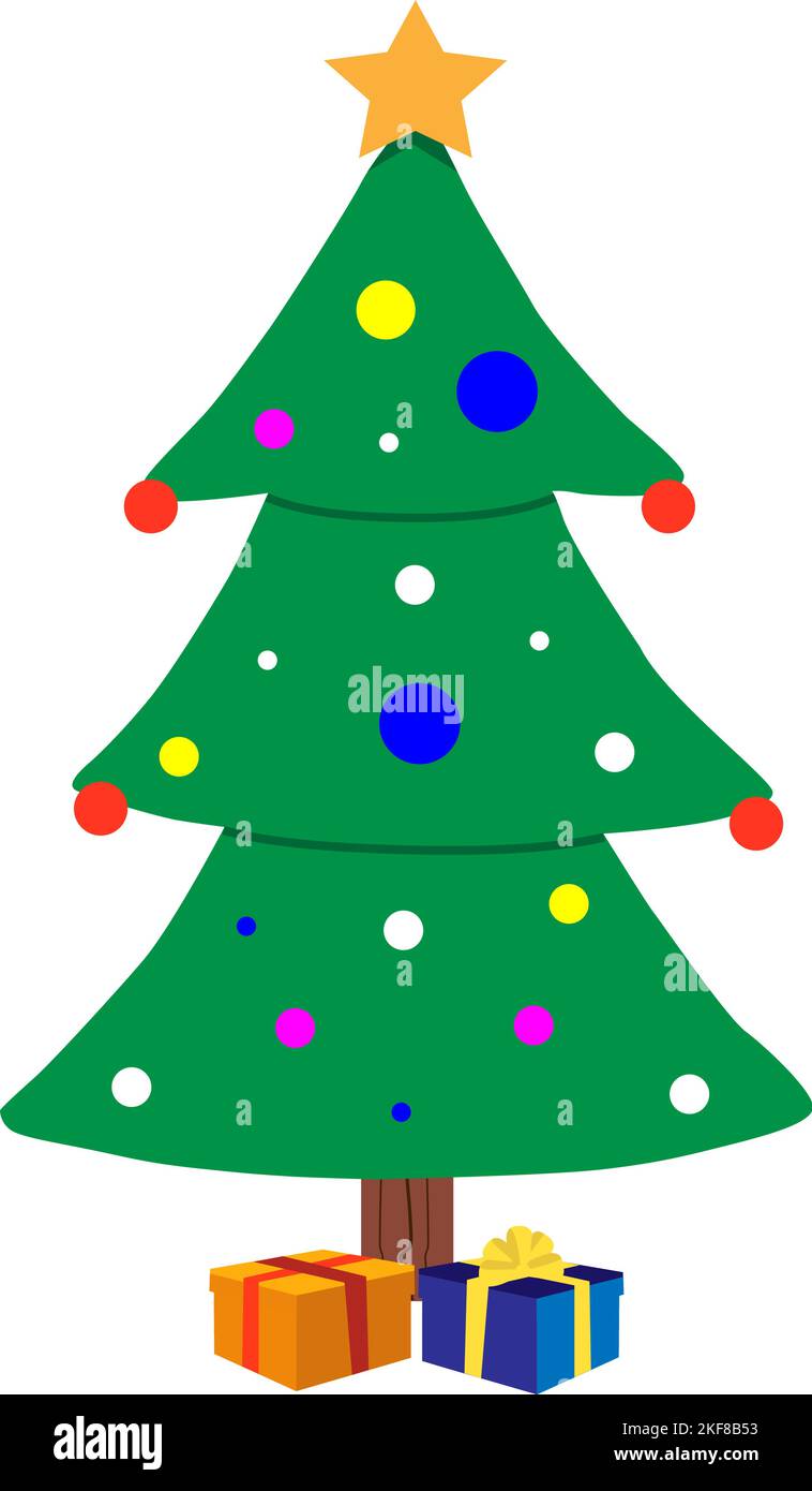 Fröhliche weihnachtsbaum Vektor-Illustration Stock Vektor