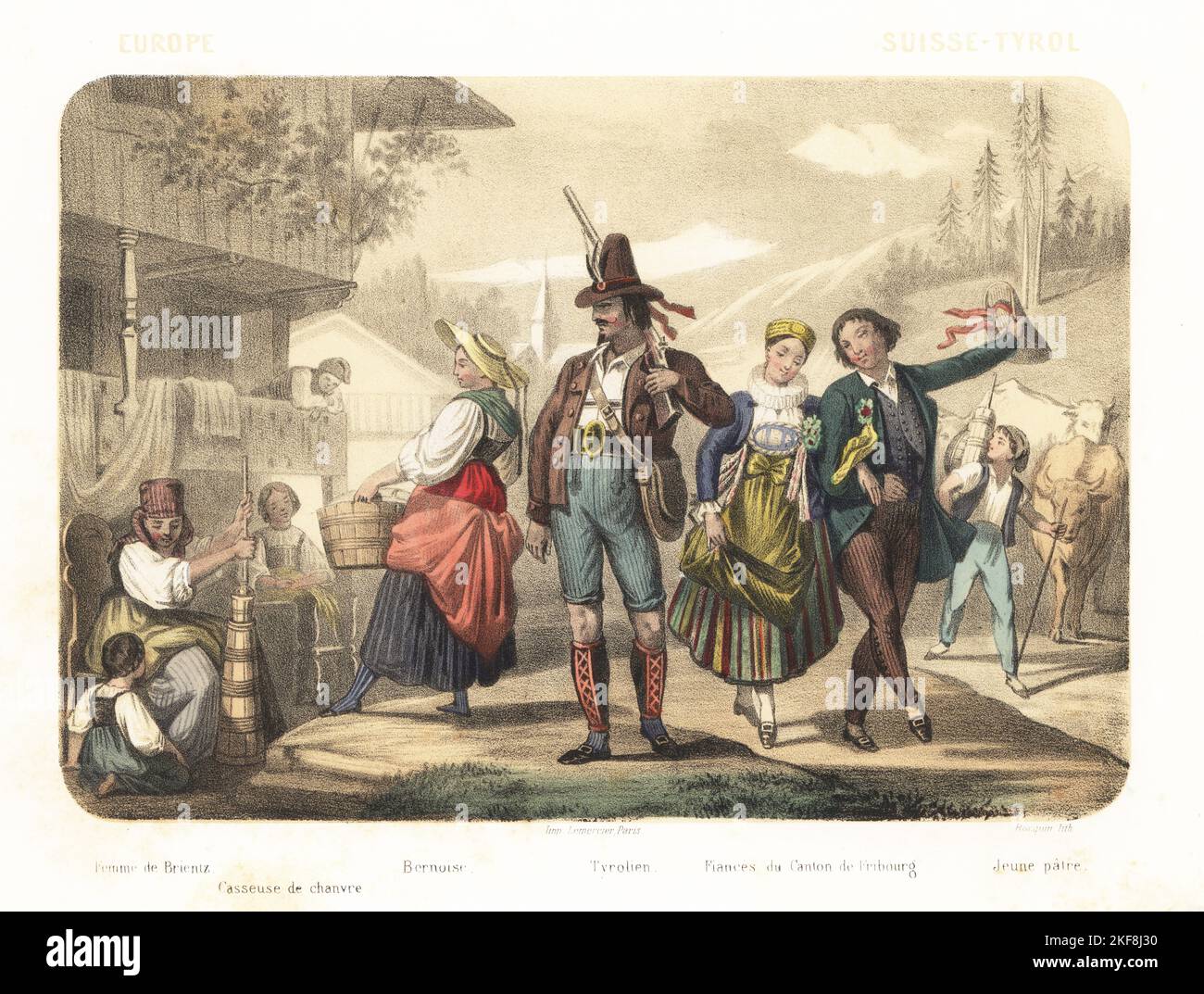 Kostüme der Schweiz und des Tirols, 1858. Brienzer Frau mit Butter