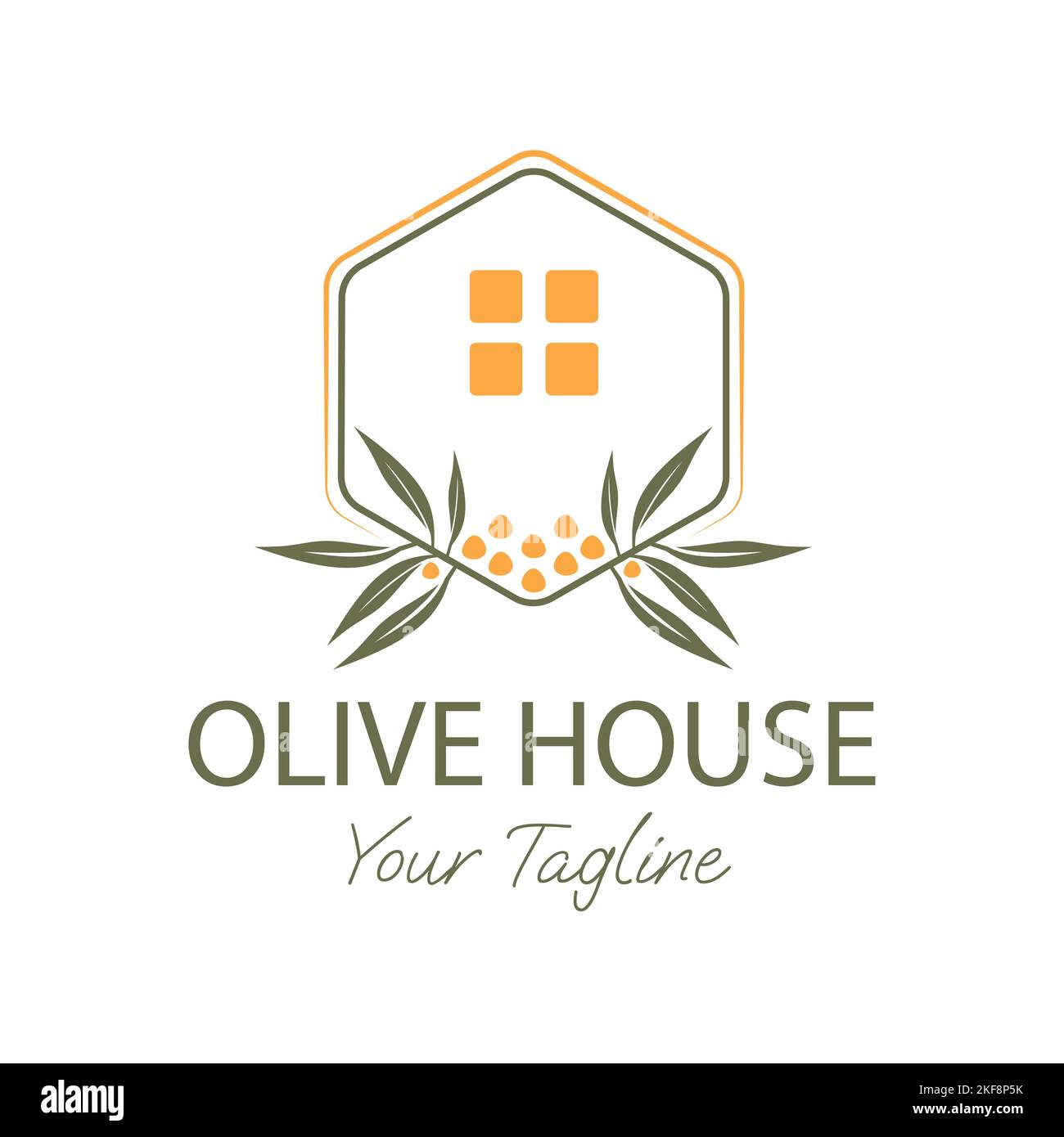 Illustration Hexagon Olive Plant Design House Premium Residential Apartment Building Logo Design Stock Vektor