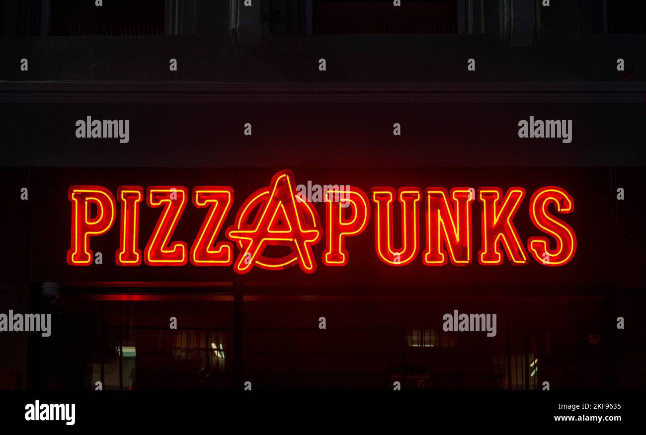 Pizza Punks in der Bold Street in Liverpool Stockfoto