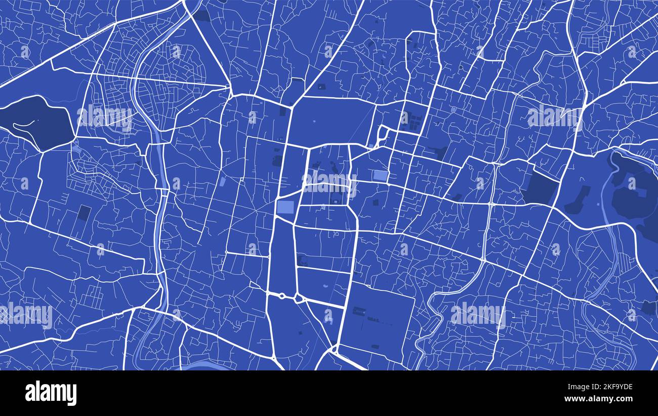 Detailliertes Vektor-Kartenplakat des Verwaltungsgebiets der Stadt Kathmandu. Blaues Skyline-Panorama. Dekorative Grafik Touristenkarte von Kathmandu Gebiet. Royalt Stock Vektor