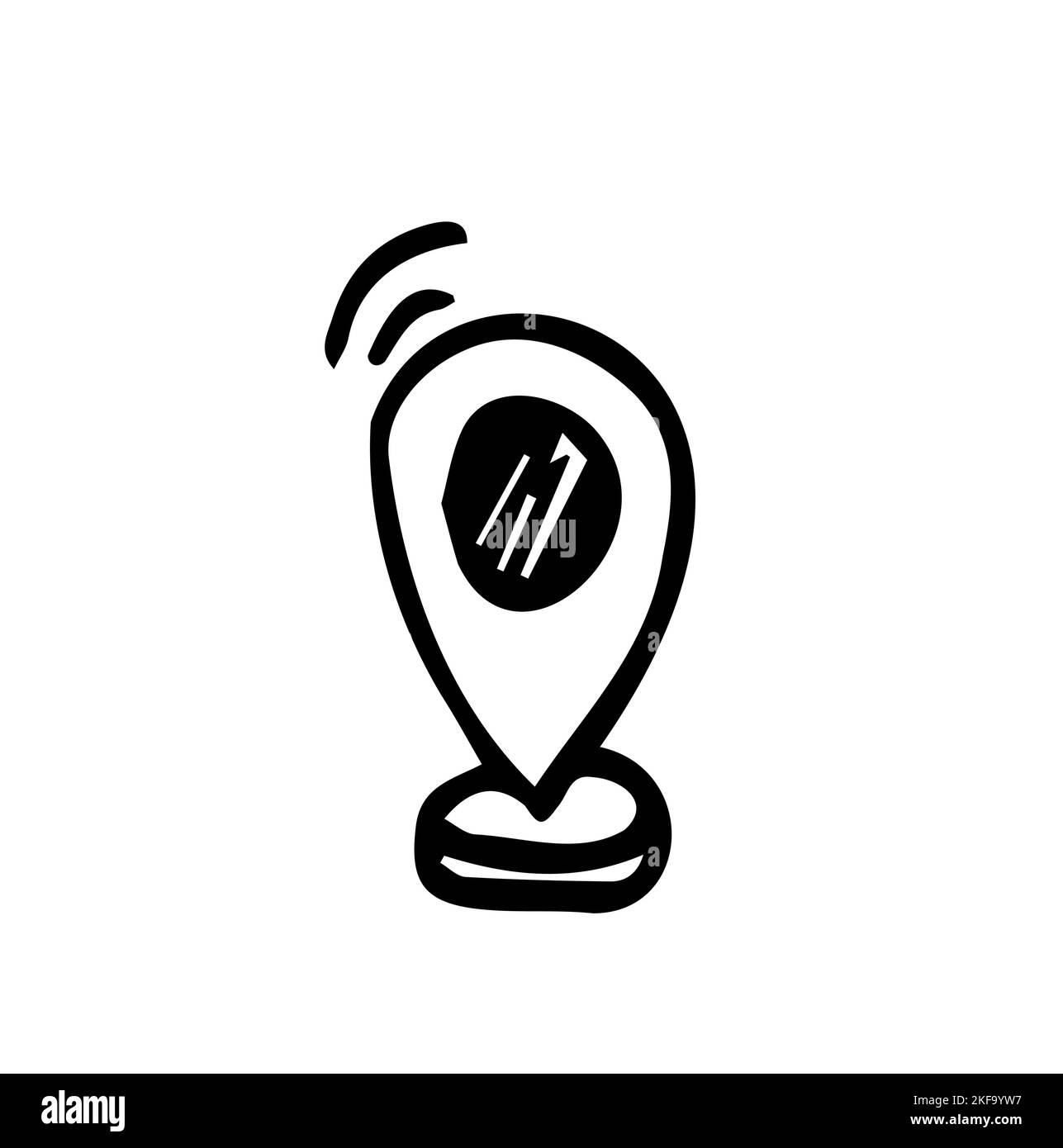 Kartenstift handgezeichnetes Umriß-Doodle-Symbol. Adresse und Kartenstecknadel, mobiler Zeiger und Locator, Navigationskonzept. Vektor Skizze Illustration für Print, Web Stock Vektor