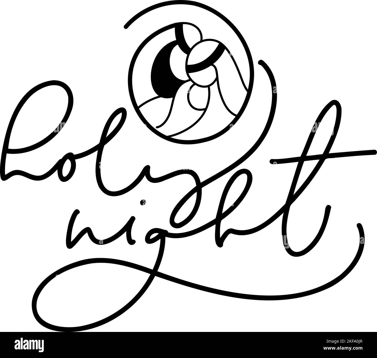 Heilige Nacht monoline Kalligraphie Text und Weihnachten Vektor religiöse Krippe des Kindes Jesus mit Maria Joseph. Minimalistische Kunst Linie Zeichnung, drucken Stock Vektor