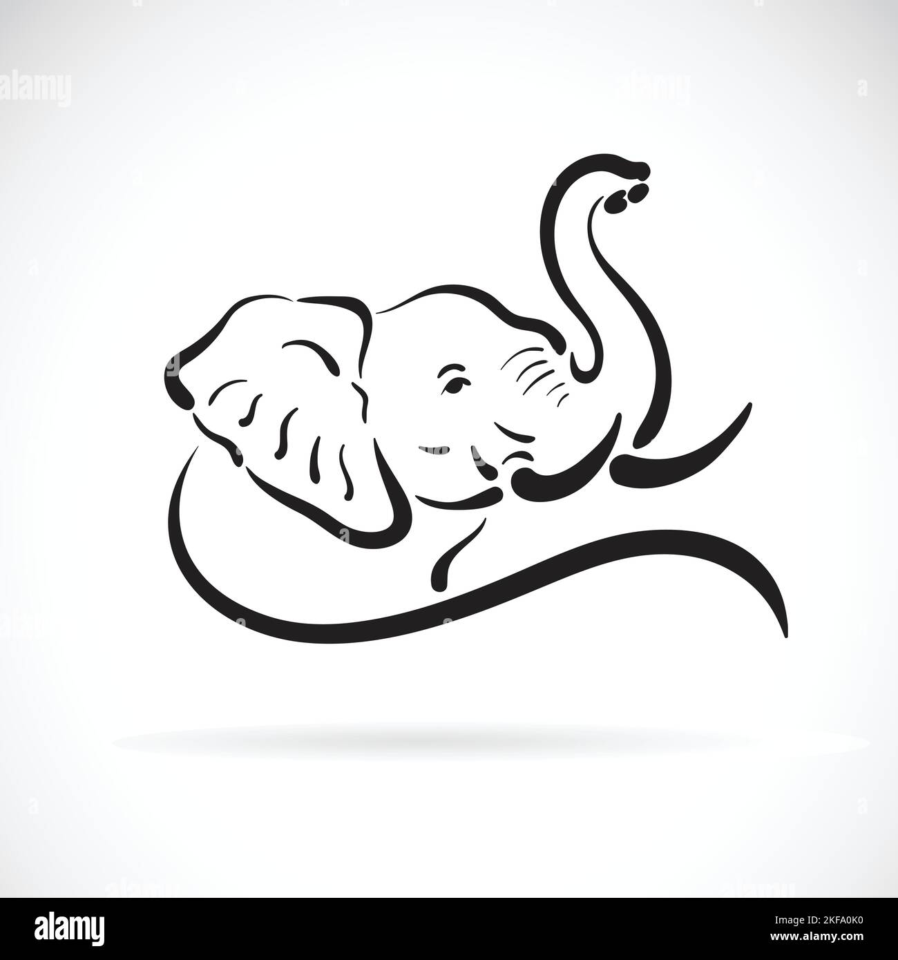 Vektor eines Elefantenkopfes auf weißem Hintergrund. Leicht editierbare Vektorgrafik mit Ebenen. Wilde Tiere. Stock Vektor