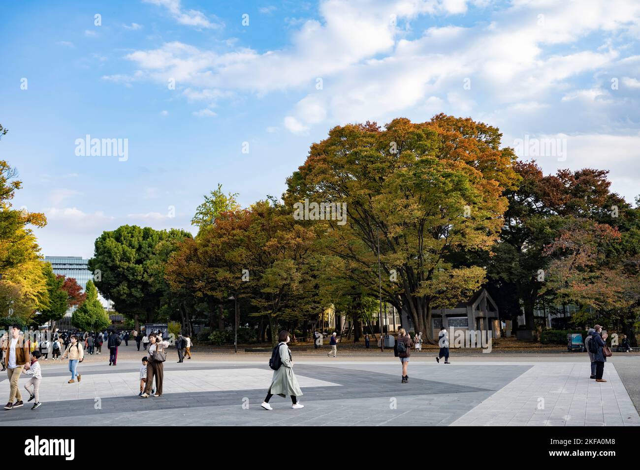 Tokio, Japan. 4.. November 2022. Tokyoiten wandern am Herbstabend im Ueno Park (ä¸Šé‡Žå…¬åœ') in Tokio. Der Ueno-Park ist ein beliebtes Ziel für Einheimische und Touristen und einer der größten Parks in der Metropole Tokio, der in der Meiji-Ära erbaut wurde. Der Ueno Park Zoo, der älteste Zoo Japans, beherbergt zwei riesige Pandas aus dem chinesischen Wolong-Naturschutzgebiet mit den Namen LÄ«lä« (åŠ›åŠ› ãƒªãƒ¼ãƒªãƒ¼) und Shinshin (çœŸçœŸ Ã‚·ãƒ³ã‚·ãƒ³). Panda-Diplomatie. (Bild: © Taidgh Barron/ZUMA Press Wire) Stockfoto