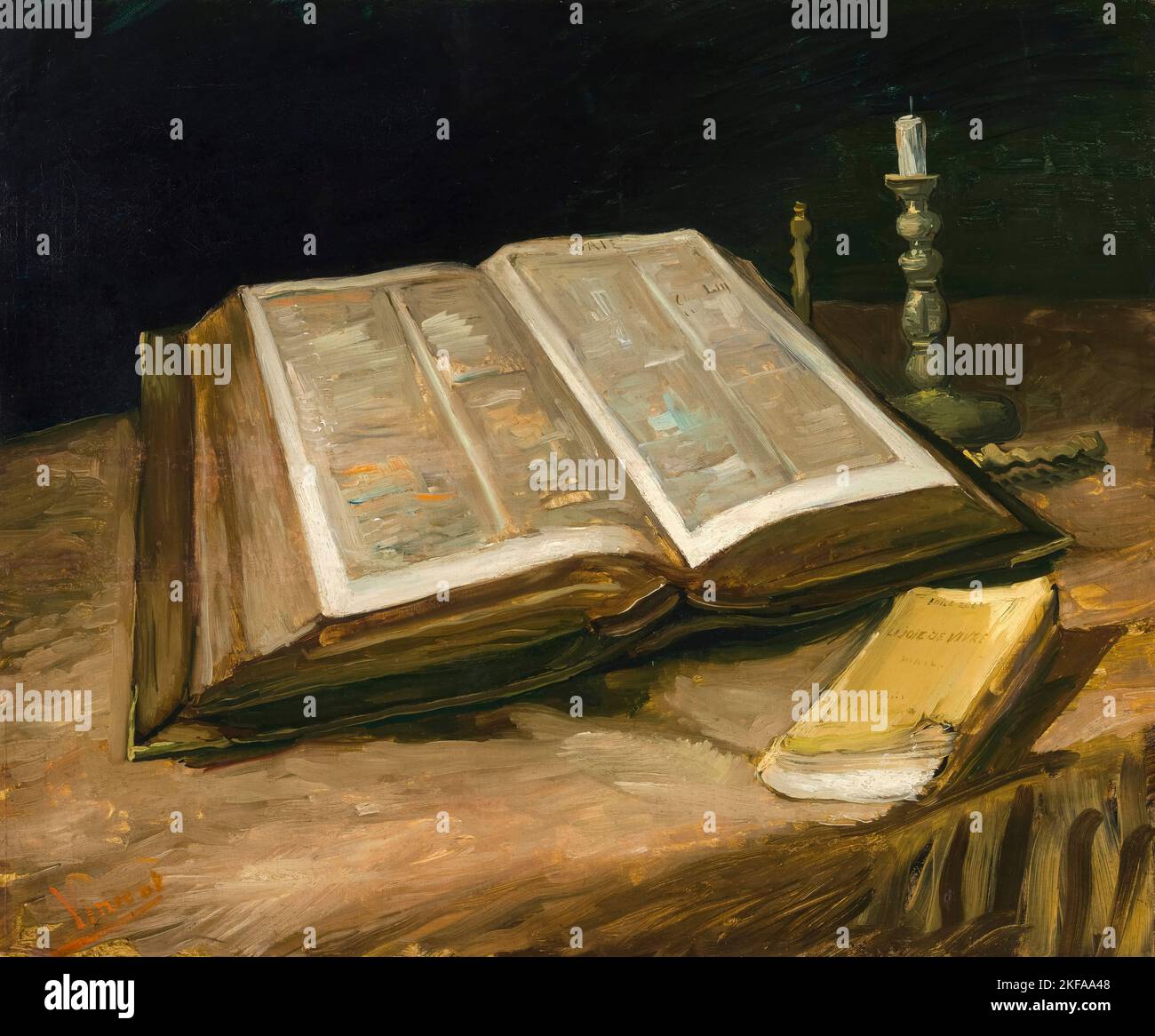 Vincent van Gogh, Stillleben mit Bibel, Ölgemälde auf Leinwand, 1885 Stockfoto